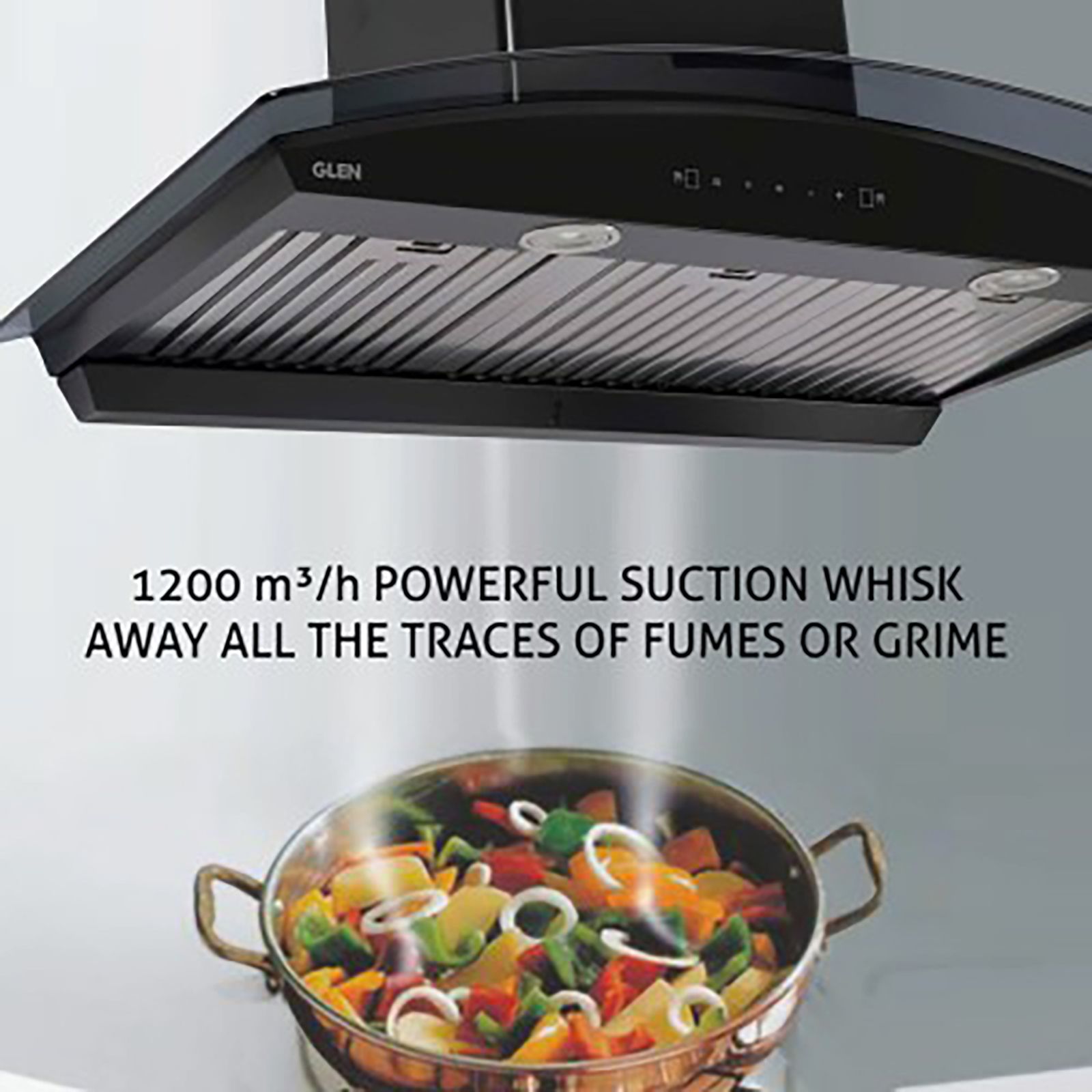 GLEN 6066 BL MS 90cm 1200m3/hr Ducted Wall Mounted Chimney with Touch Control Panel (Grey) GLEN 6066 BL MS 90cm 1200m3/hr Ducted Wall Mounted Chimney with Touch Control Panel (Grey)_4