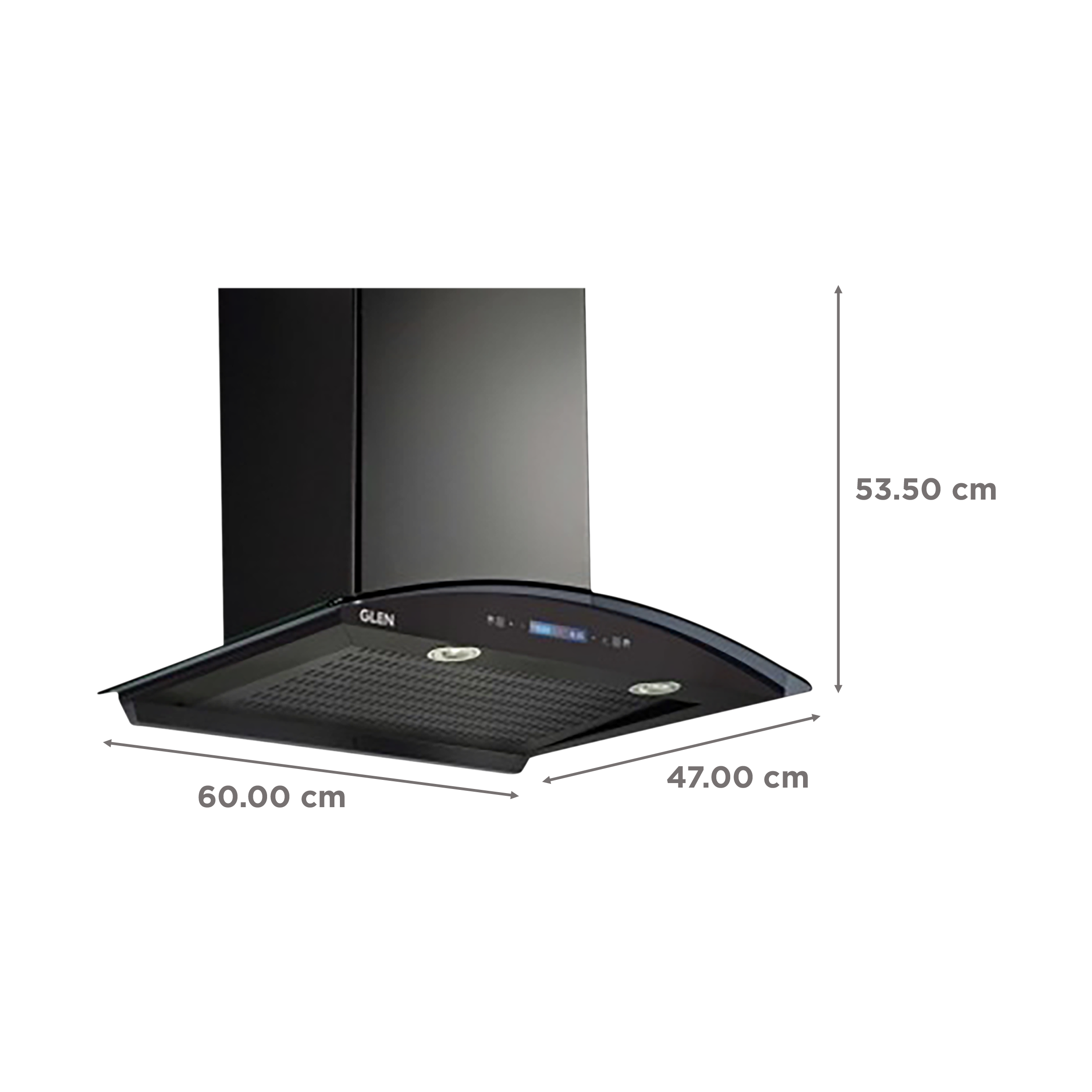 GLEN 6061 BL BLDC MS 60cm 1200m3/hr Ductless Wall Mounted Chimney with Touch Control Panel (Black)_2