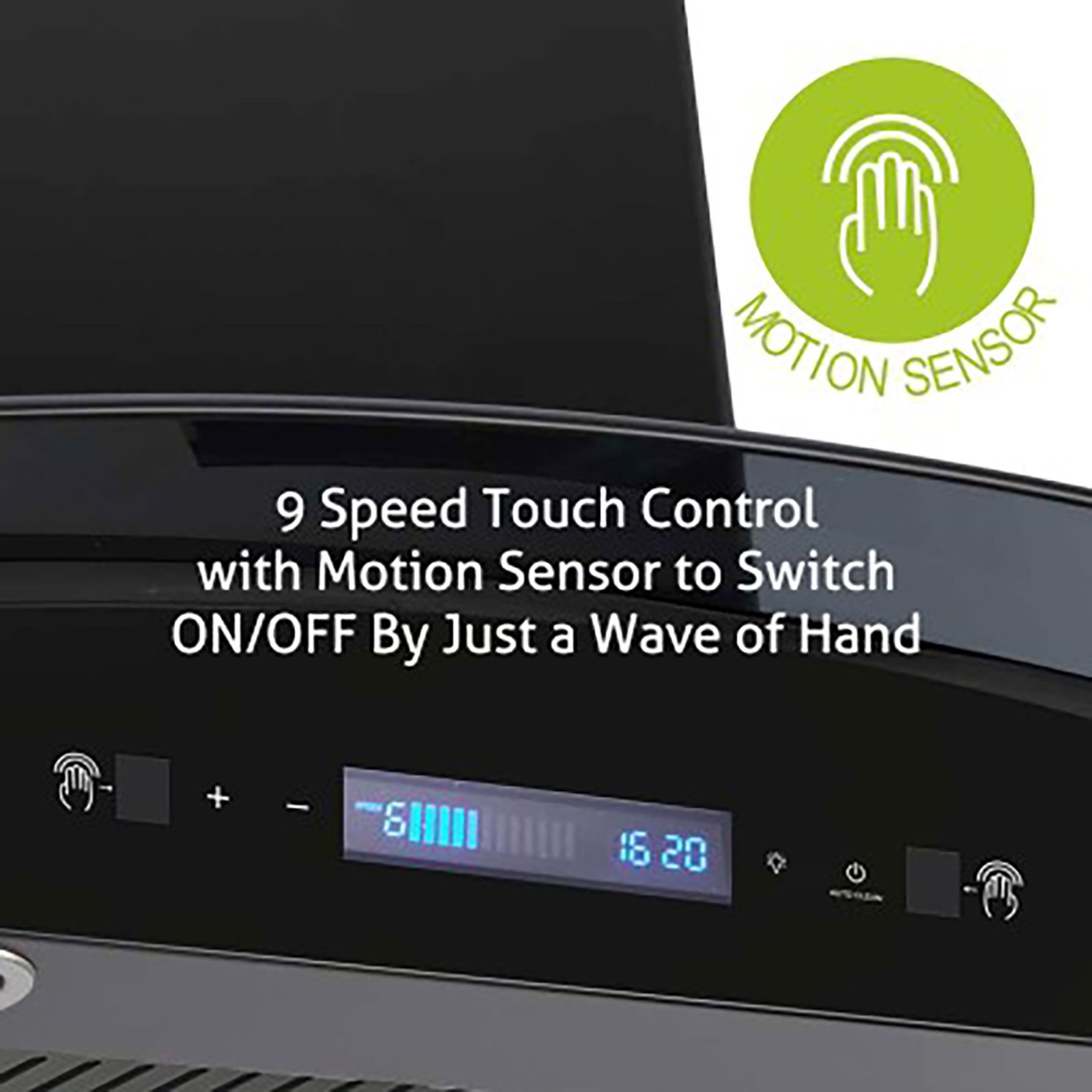 GLEN 6061 BL BLDC MS 60cm 1200m3/hr Ductless Wall Mounted Chimney with Touch Control Panel (Black)_4