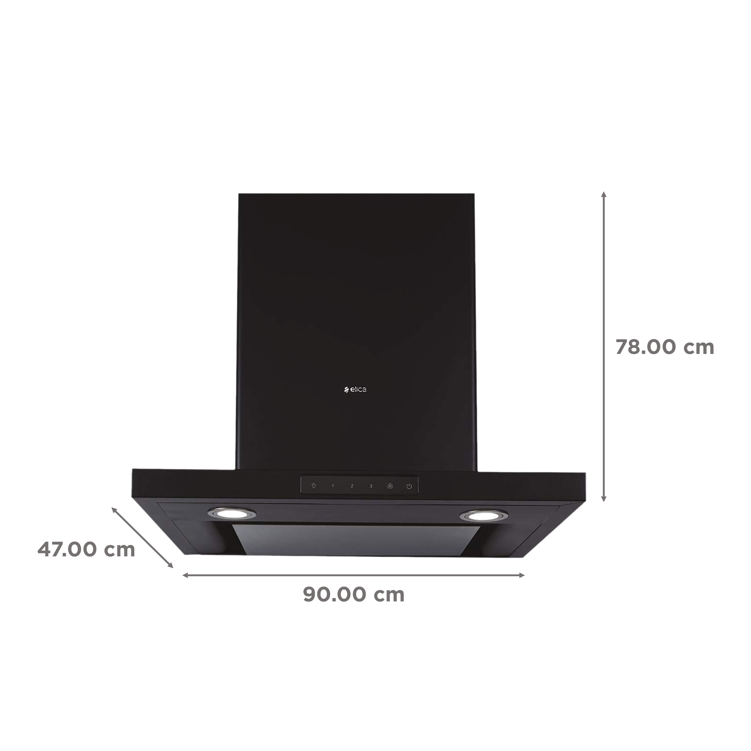 elica SPOT H4 EDS HE LTW 90 NERO T4V LED 90cm 1010m3/hr Ducted Wall Mounted Chimney with Touch Control (Black)_2