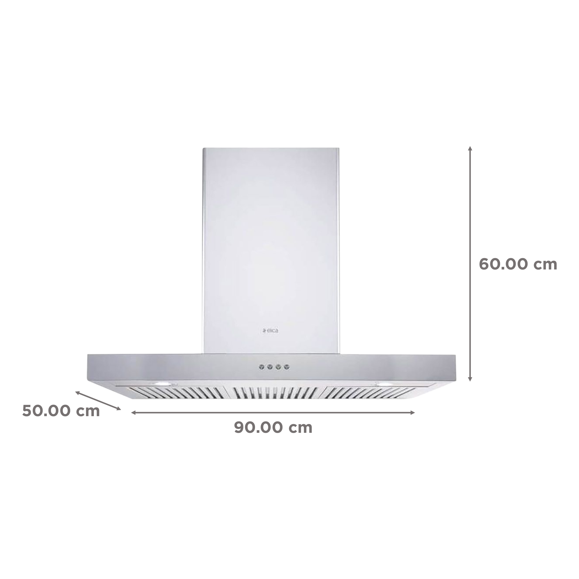 elica SPOT NG ISLAND ETB PLUS LTW 90 PB LED 90cm 1220m3/hr Ducted Wall Mounted Chimney with Push Button Control (Silver)_2