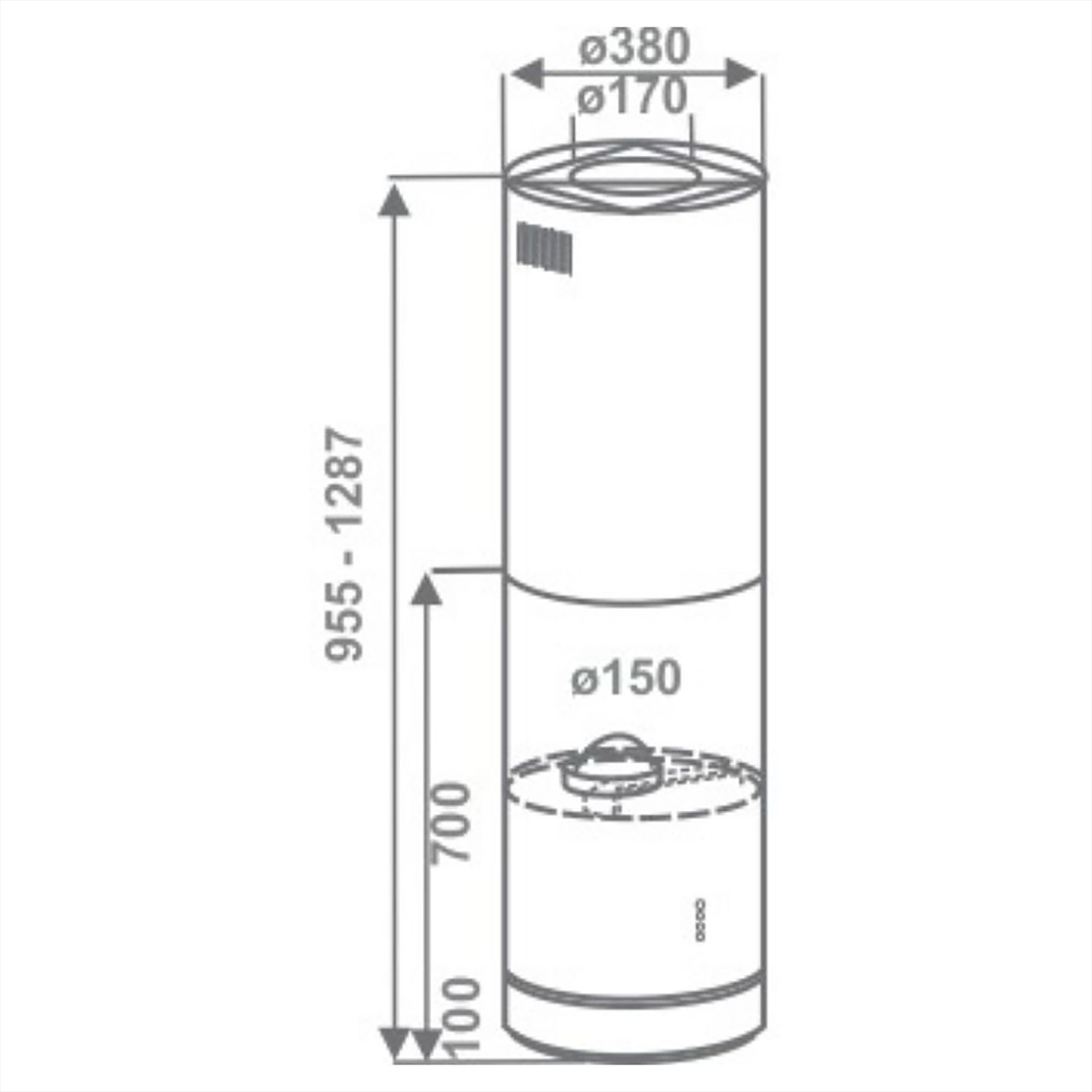 elica CIRCLE ISLAND 350 NERO 35cm 1000m3/hr Ducted Ceiling Mounted Chimney with Soft Touch Electronic Control (Black)_4