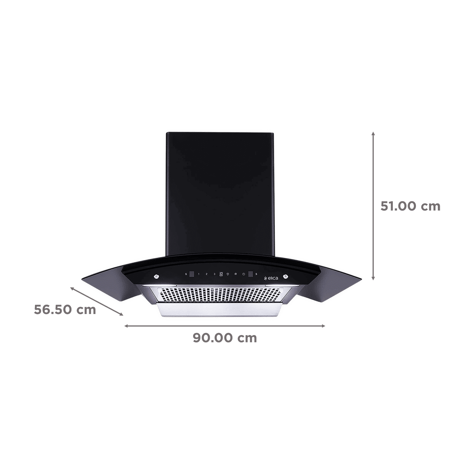 elica WDFL 906 HAC LTW MS NERO 90cm 1200m3/hr Ducted Auto Clean Wall Mounted Chimney with Touch Control Panel (Black)_2