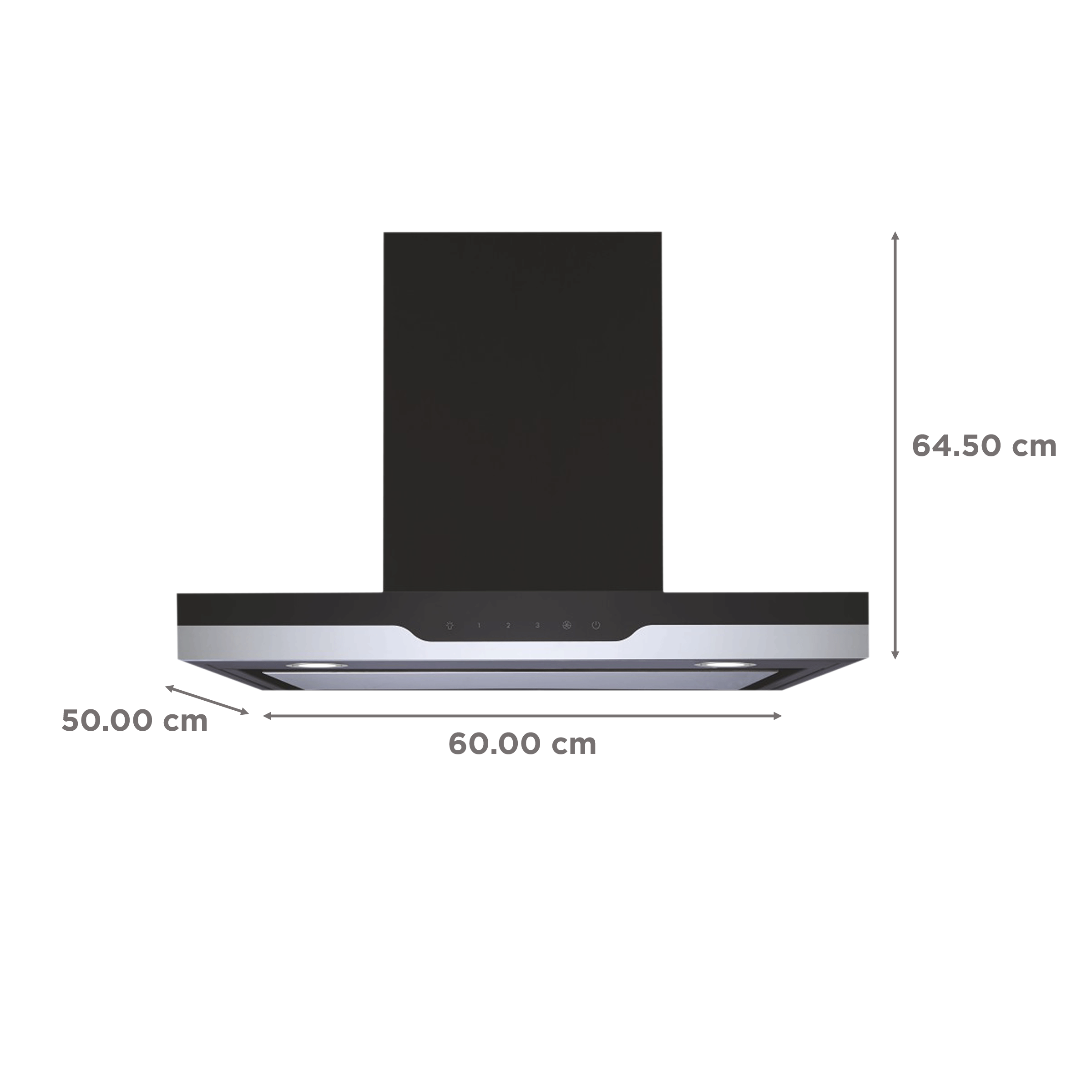 elica METEORITE EDS PLUS LTW NERO 60 60cm 1220m3/hr Ductless Wall Mounted Chimney with Parametric Panel (Black)_2