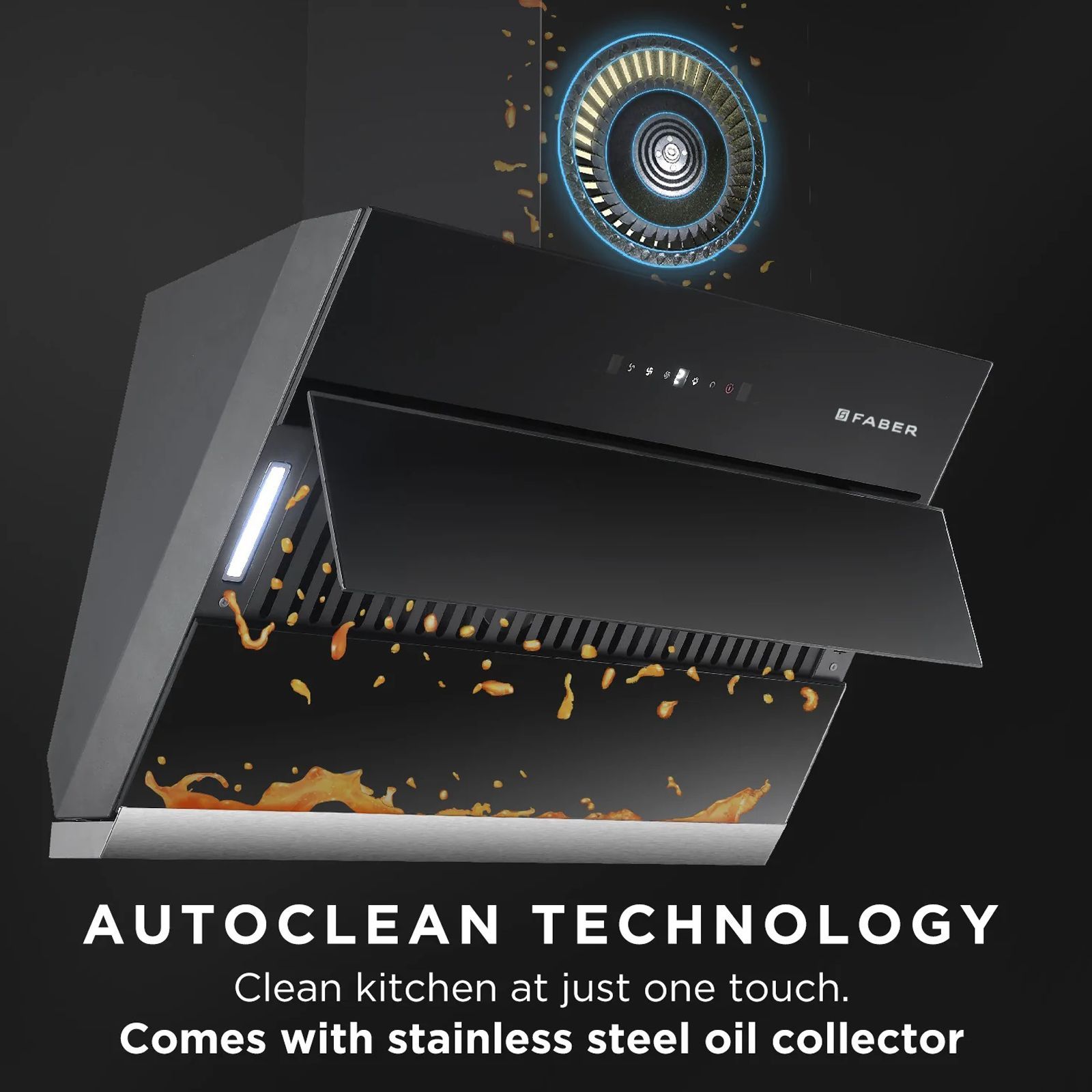 FABER ZENITH FL SC AC BK 75cm 1350m3/hr Ducted Auto Clean Wall Mounted Chimney with Touch Control Panel (Black)_9