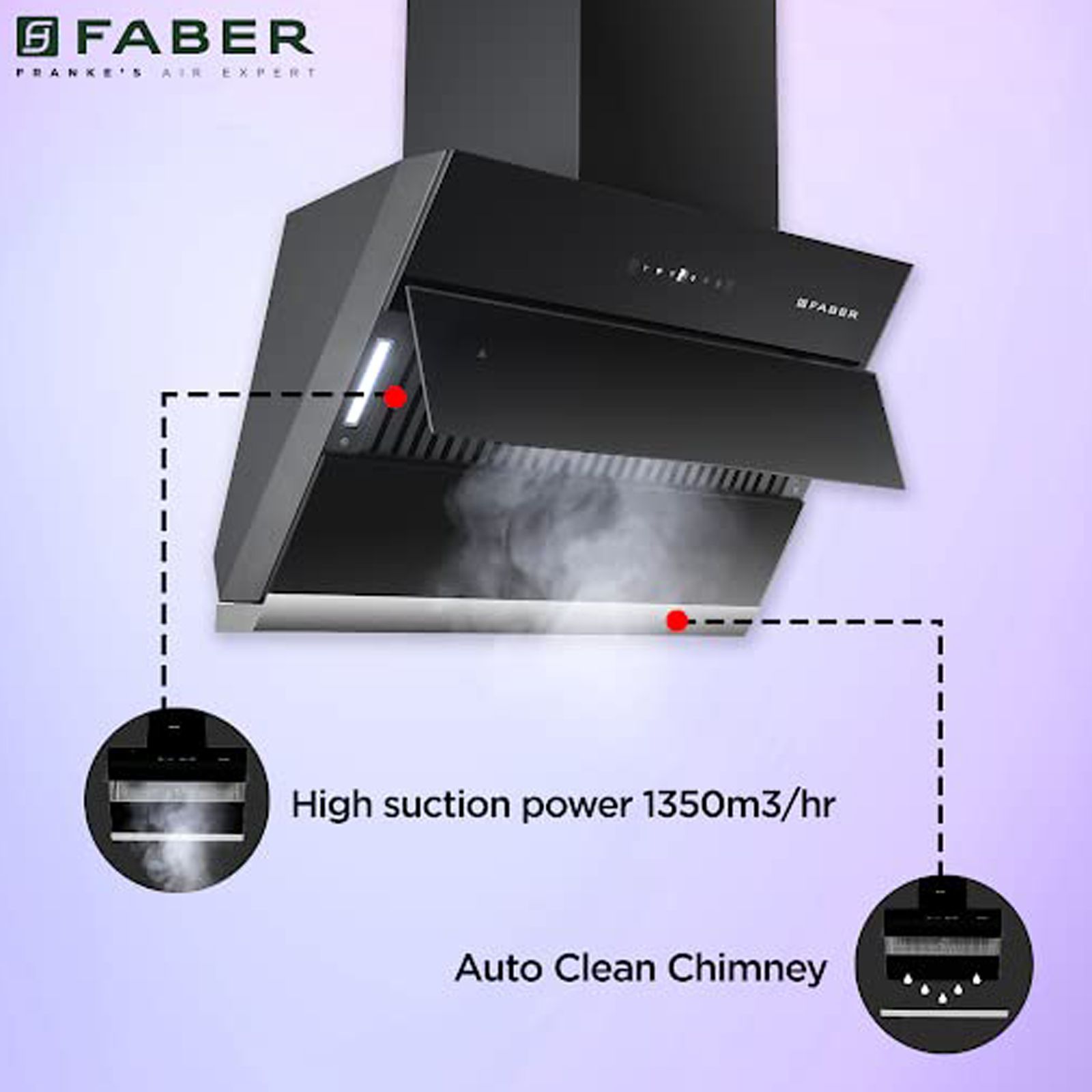 FABER ZENITH FL SC AC BK 75cm 1350m3/hr Ducted Auto Clean Wall Mounted Chimney with Touch Control Panel (Black)_11
