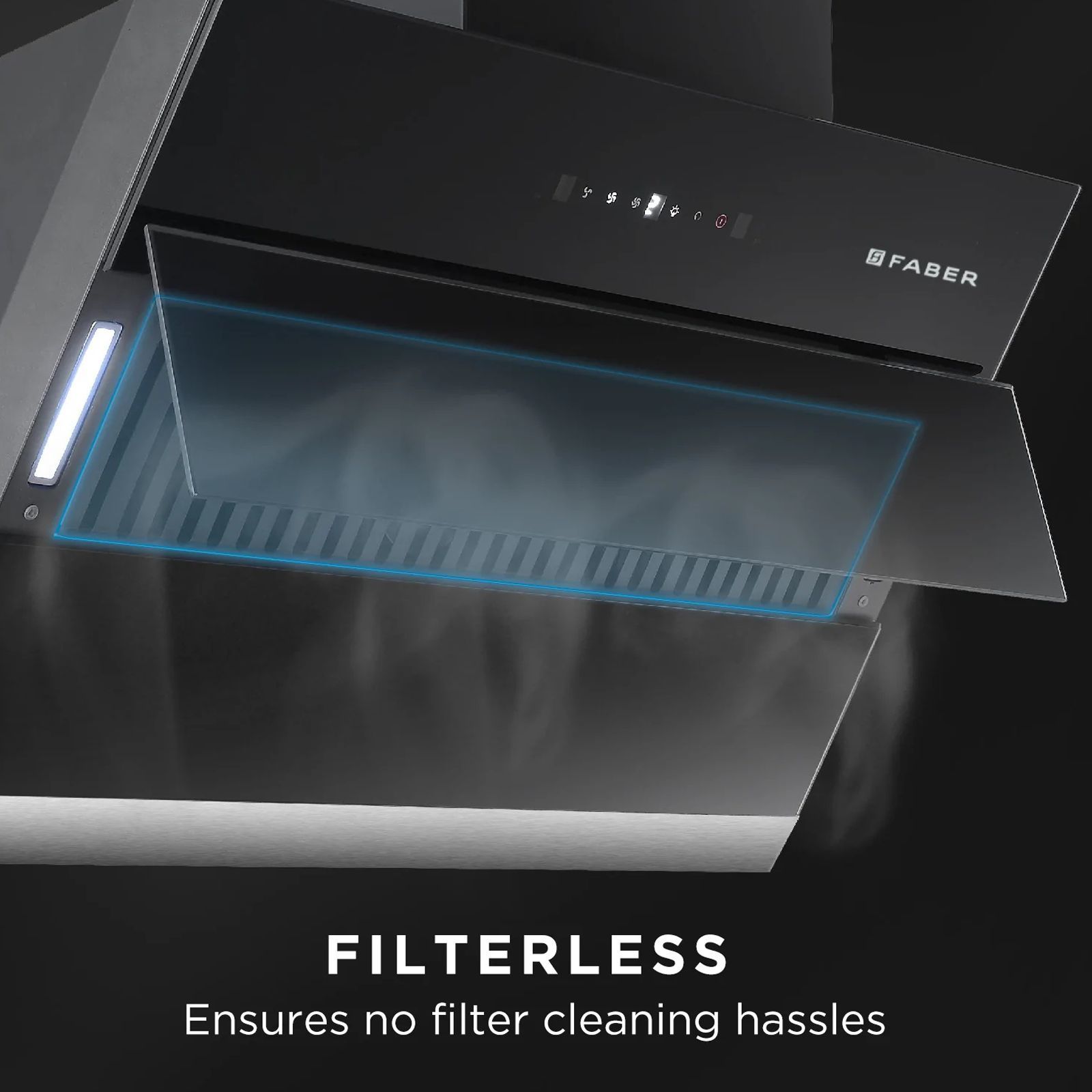 FABER ZENITH FL SC AC BK 75cm 1350m3/hr Ducted Auto Clean Wall Mounted Chimney with Touch Control Panel (Black)_12