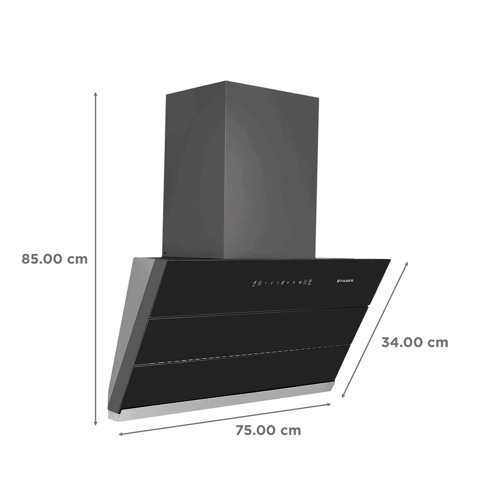 FABER ZENITH FL SC AC BK 75cm 1350m3/hr Ducted Auto Clean Wall Mounted Chimney with Touch Control Panel (Black)_2