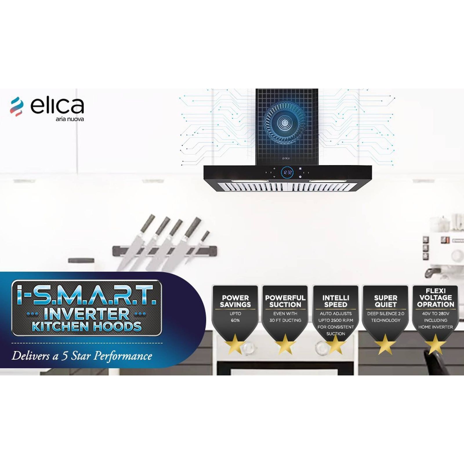 elica ISMART SPOT H6 BF LTW 60 NERO 60cm Ductless Wall Mounted Chimney with Touch Control Panel (Black)_10
