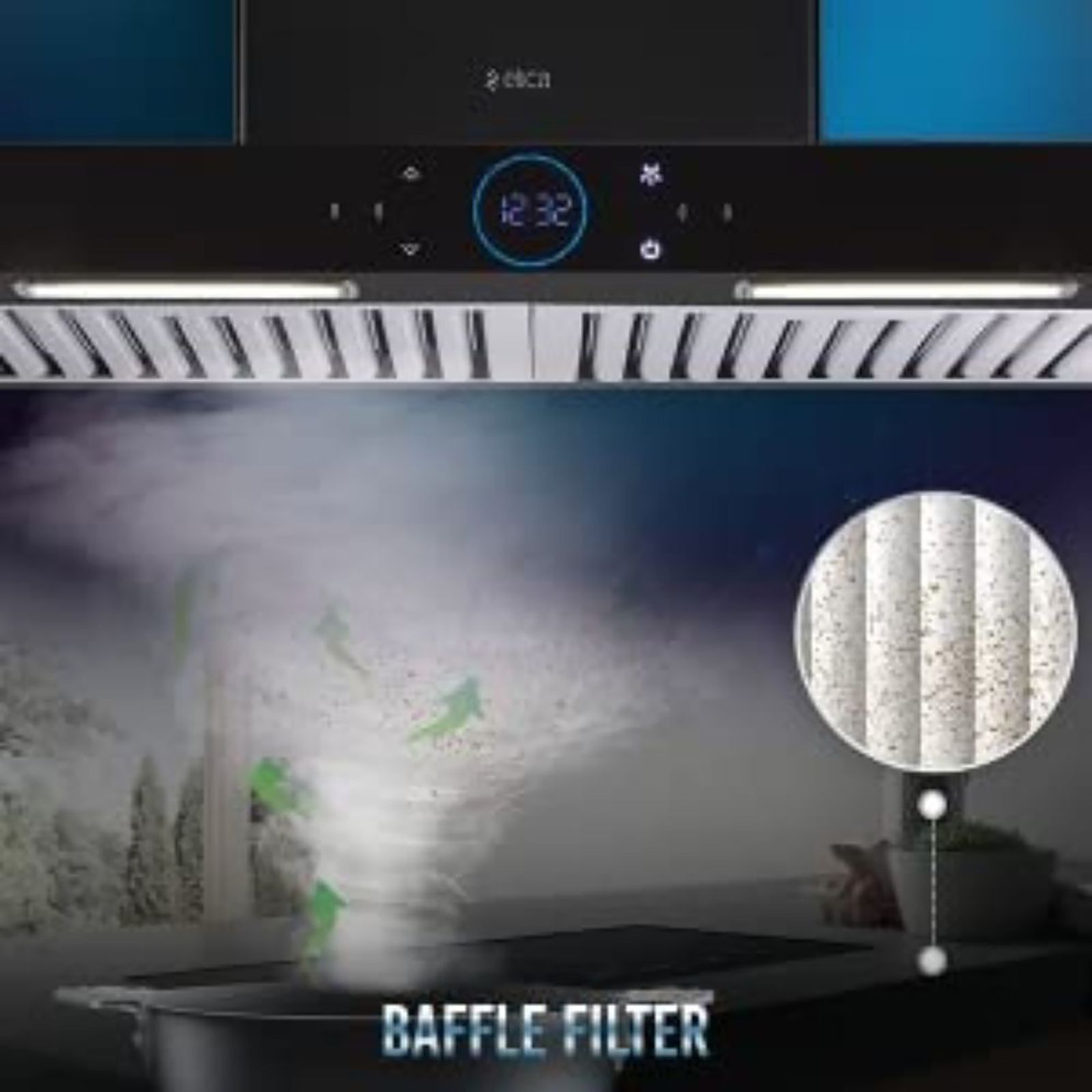 elica ISMART SPOT H6 BF LTW 60 NERO 60cm Ductless Wall Mounted Chimney with Touch Control Panel (Black)_14