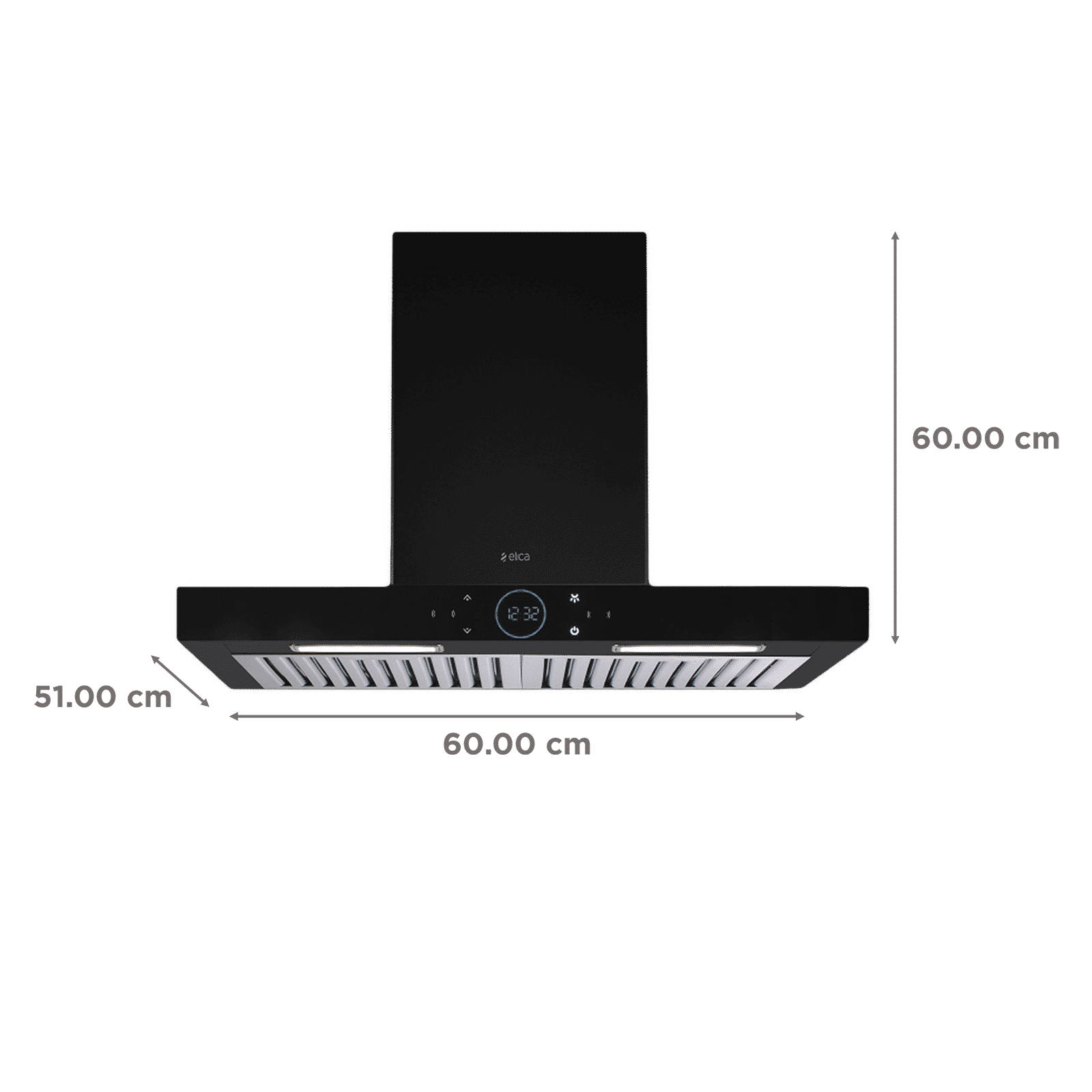 elica ISMART SPOT H6 BF LTW 60 NERO 60cm Ductless Wall Mounted Chimney with Touch Control Panel (Black)_2