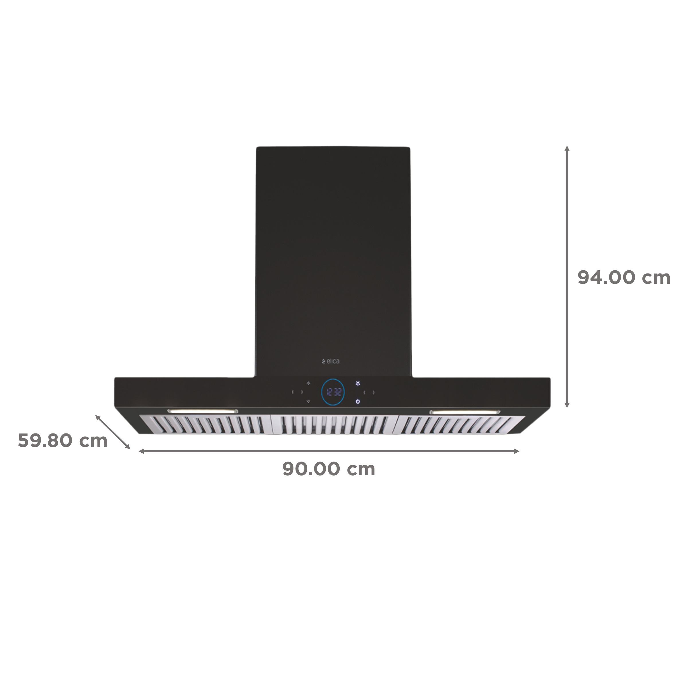elica ISMART SPOT H6 BF LTW 90 NERO 90cm Ductless Wall Mounted Chimney with Touch Control Panel (Black)_2