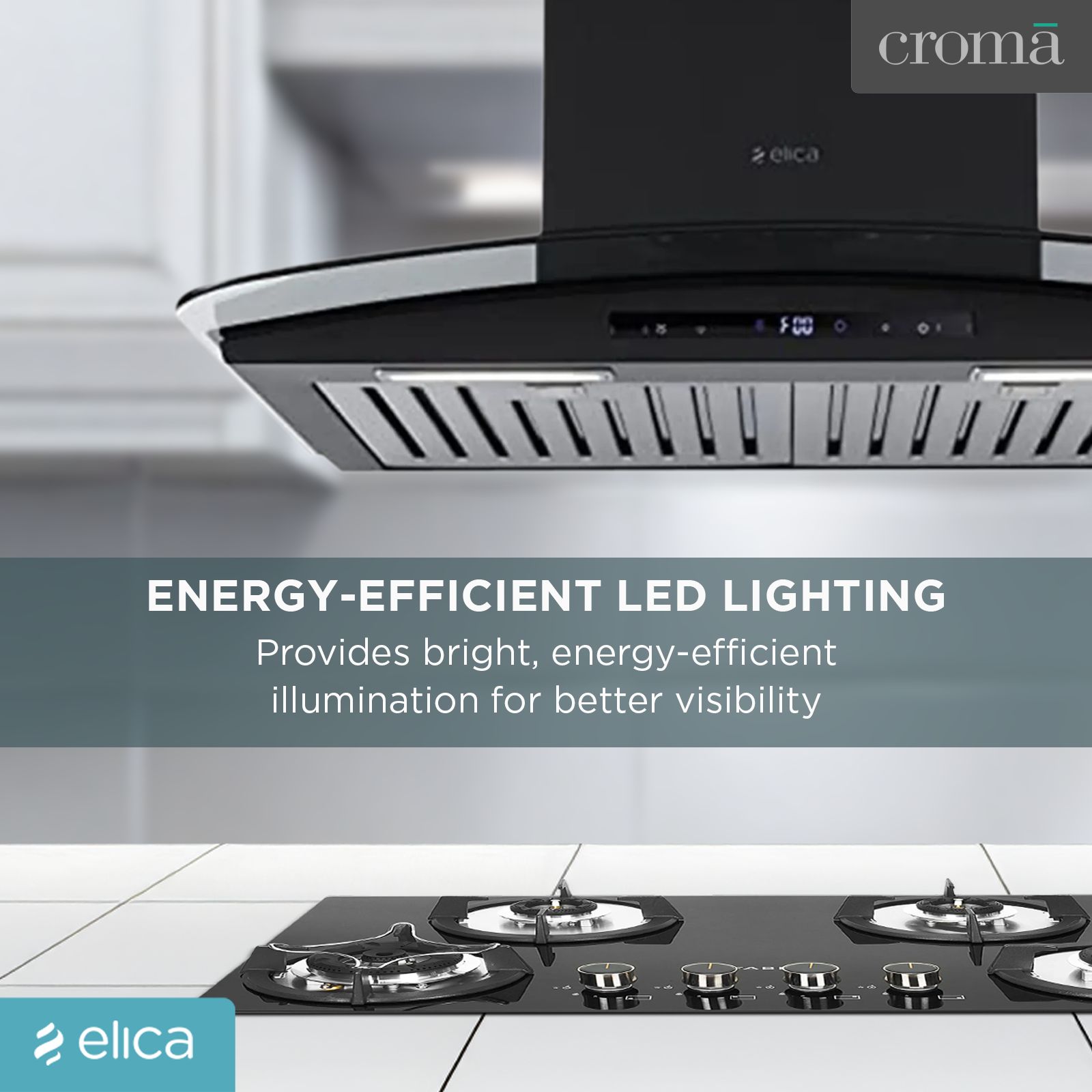 elica ISMART GLACE TRIM BF LTW 60 NERO 60cm Ducted Wall Mounted Chimney with Motion Sensor (Black)_13