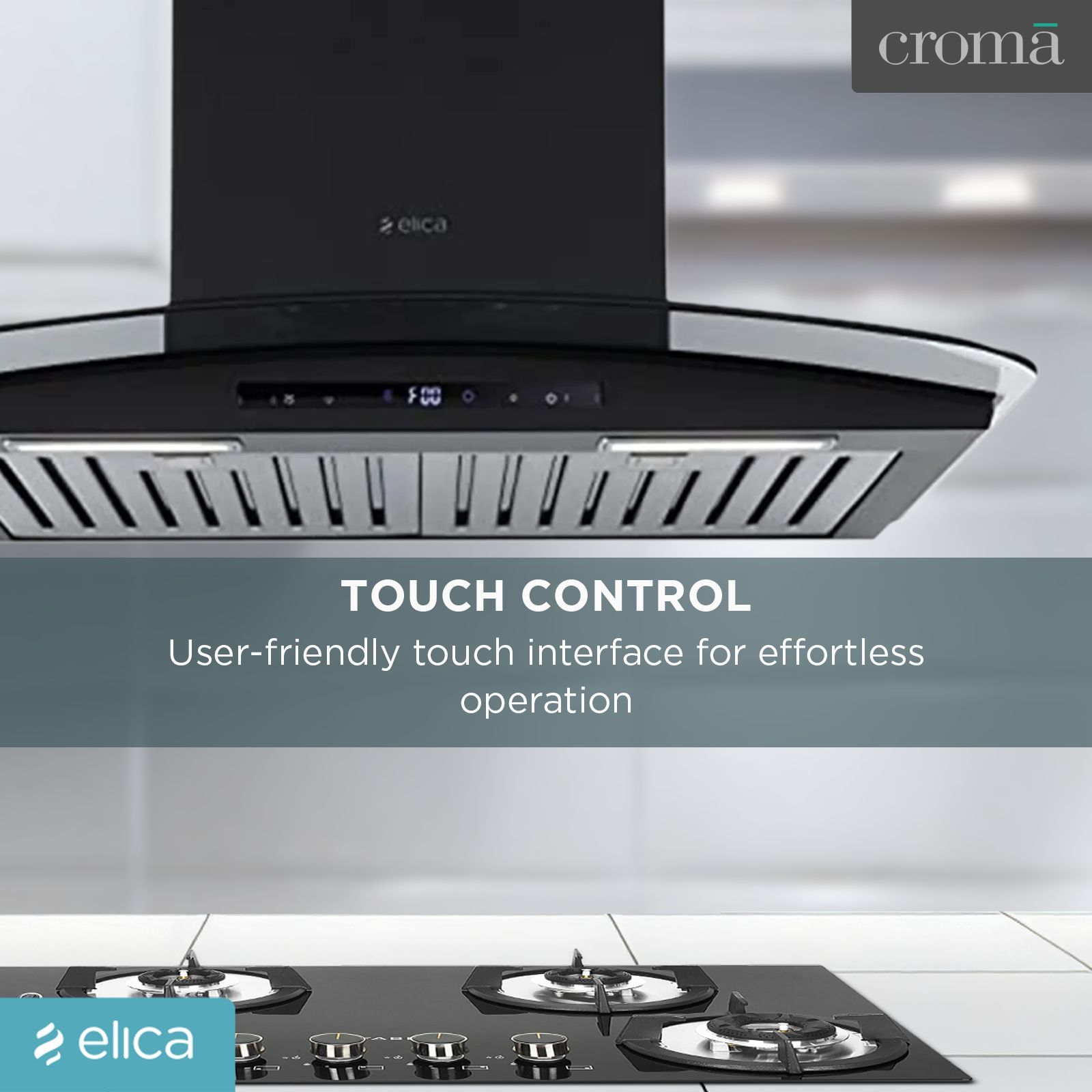 elica ISMART GLACE TRIM BF LTW 60 NERO 60cm Ducted Wall Mounted Chimney with Motion Sensor (Black)_14