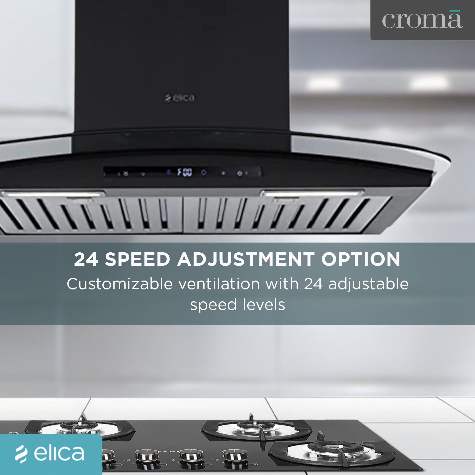 elica ISMART GLACE TRIM BF LTW 60 NERO 60cm Ducted Wall Mounted Chimney with Motion Sensor (Black)_15