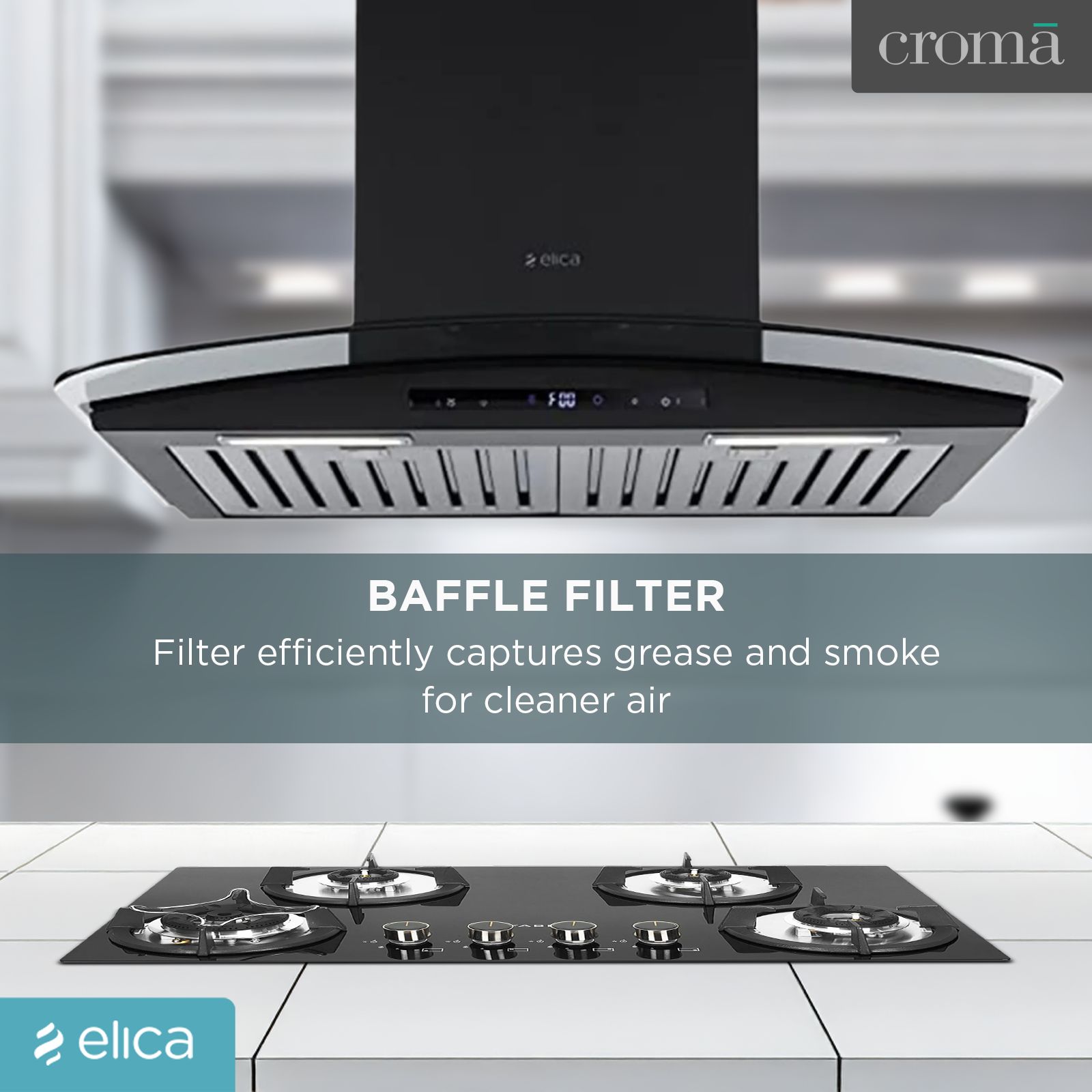 elica ISMART GLACE TRIM BF LTW 60 NERO 60cm Ducted Wall Mounted Chimney with Motion Sensor (Black)_16