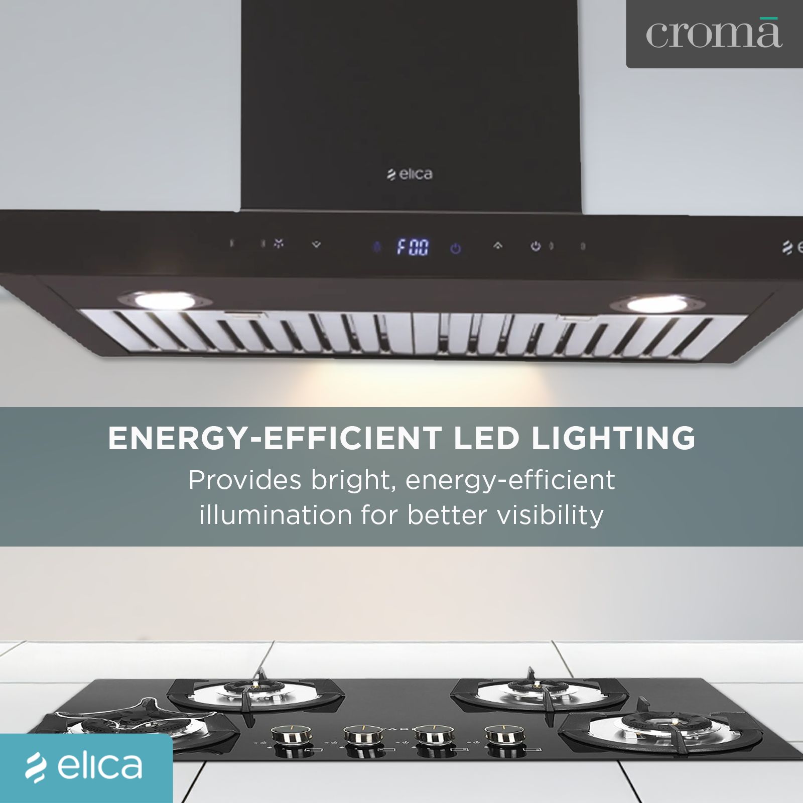 elica ISMART GALAXY BF LTW 60 NERO 60cm Ducted Wall Mounted Chimney with Motion Sensor (Black)_6