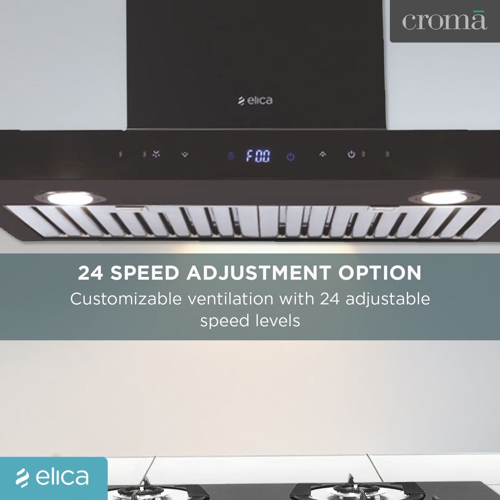 elica ISMART GALAXY BF LTW 60 NERO 60cm Ducted Wall Mounted Chimney with Motion Sensor (Black)_8