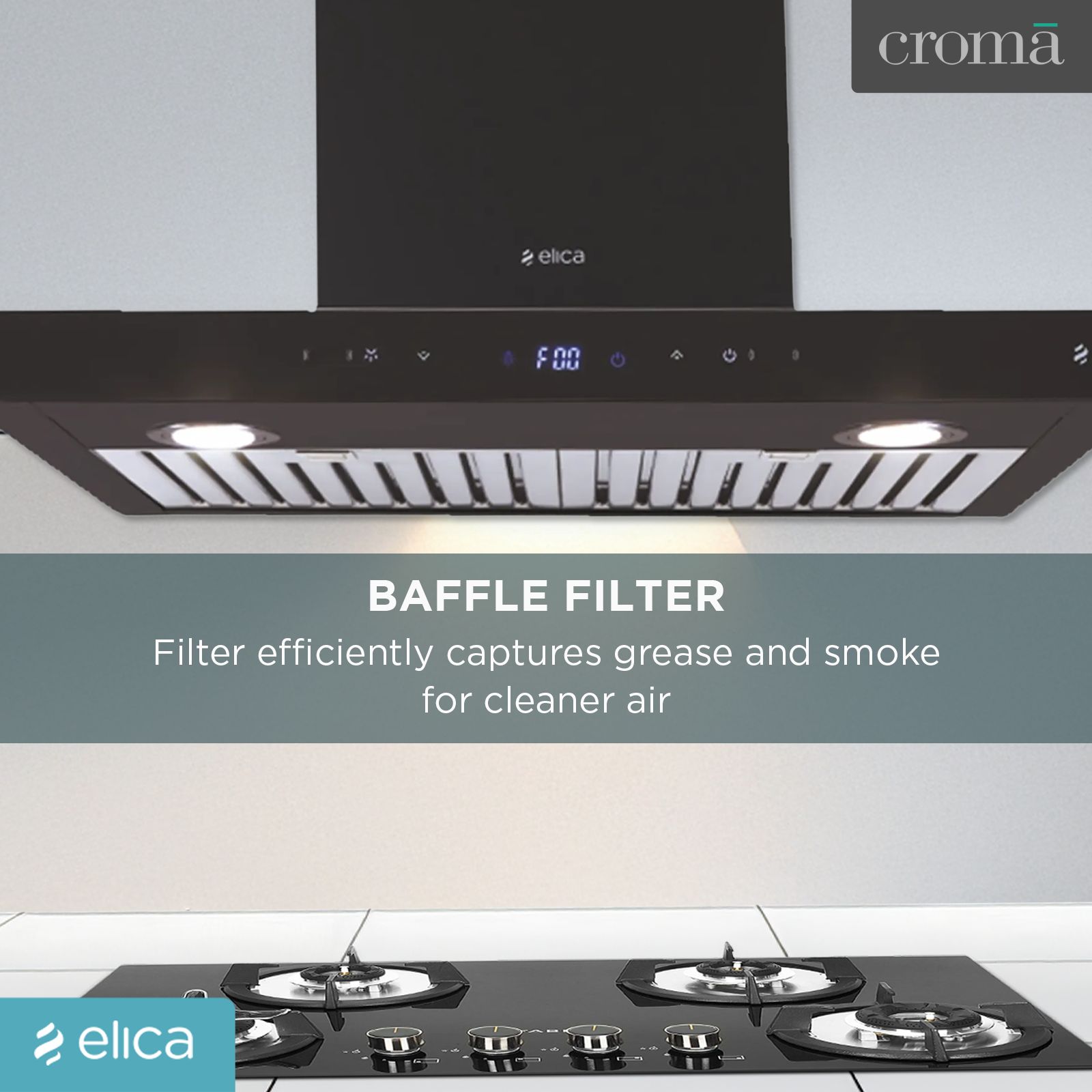 elica ISMART GALAXY BF LTW 60 NERO 60cm Ducted Wall Mounted Chimney with Motion Sensor (Black)_9