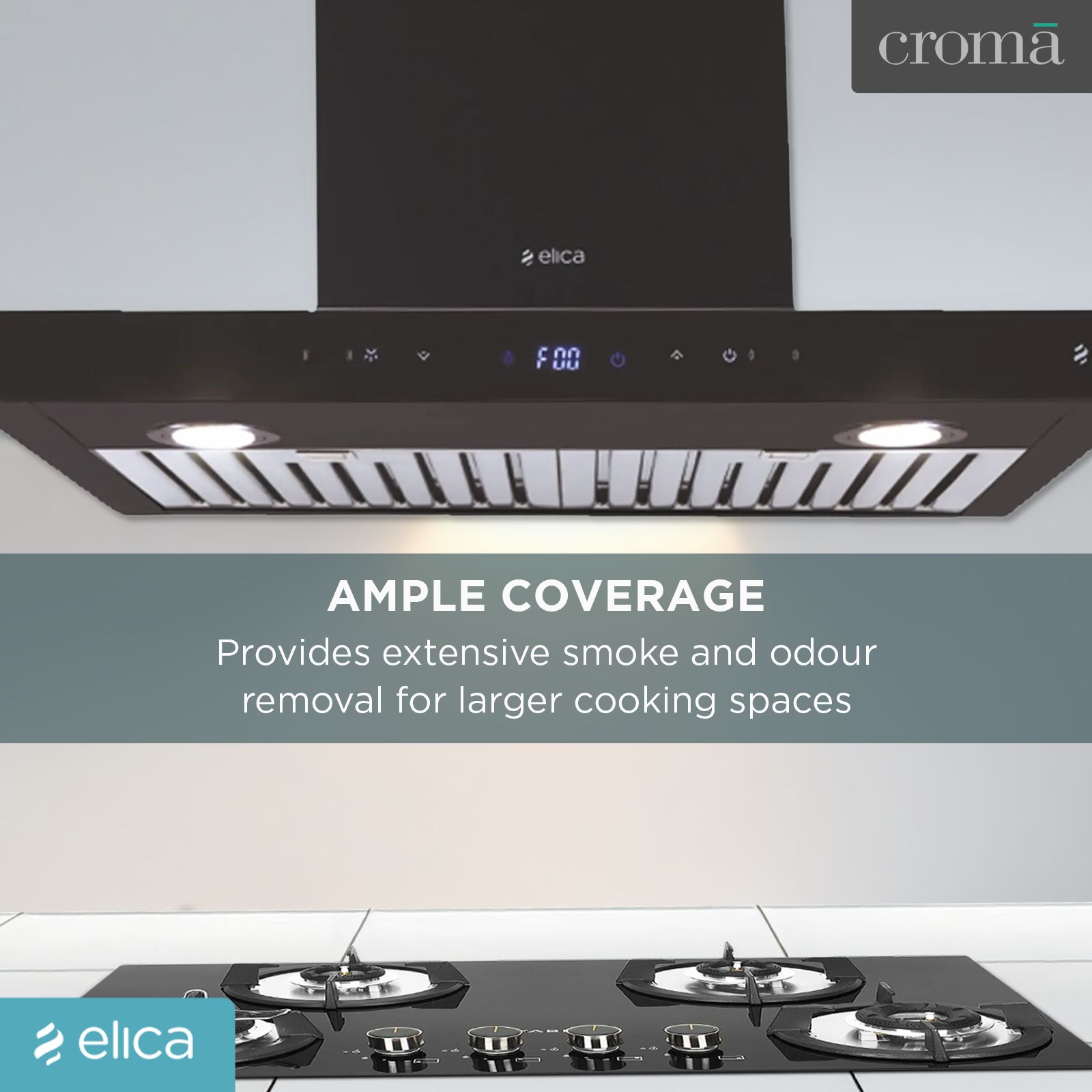 elica ISMART GALAXY BF LTW 60 NERO 60cm Ducted Wall Mounted Chimney with Motion Sensor (Black)_10