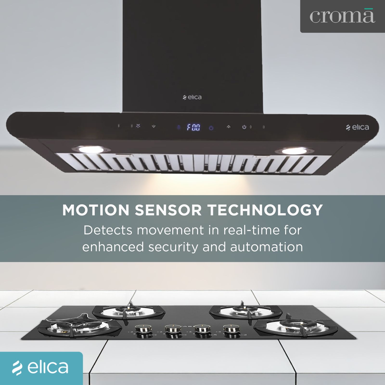 elica ISMART GALAXY BF LTW 60 NERO 60cm Ducted Wall Mounted Chimney with Motion Sensor (Black)_5