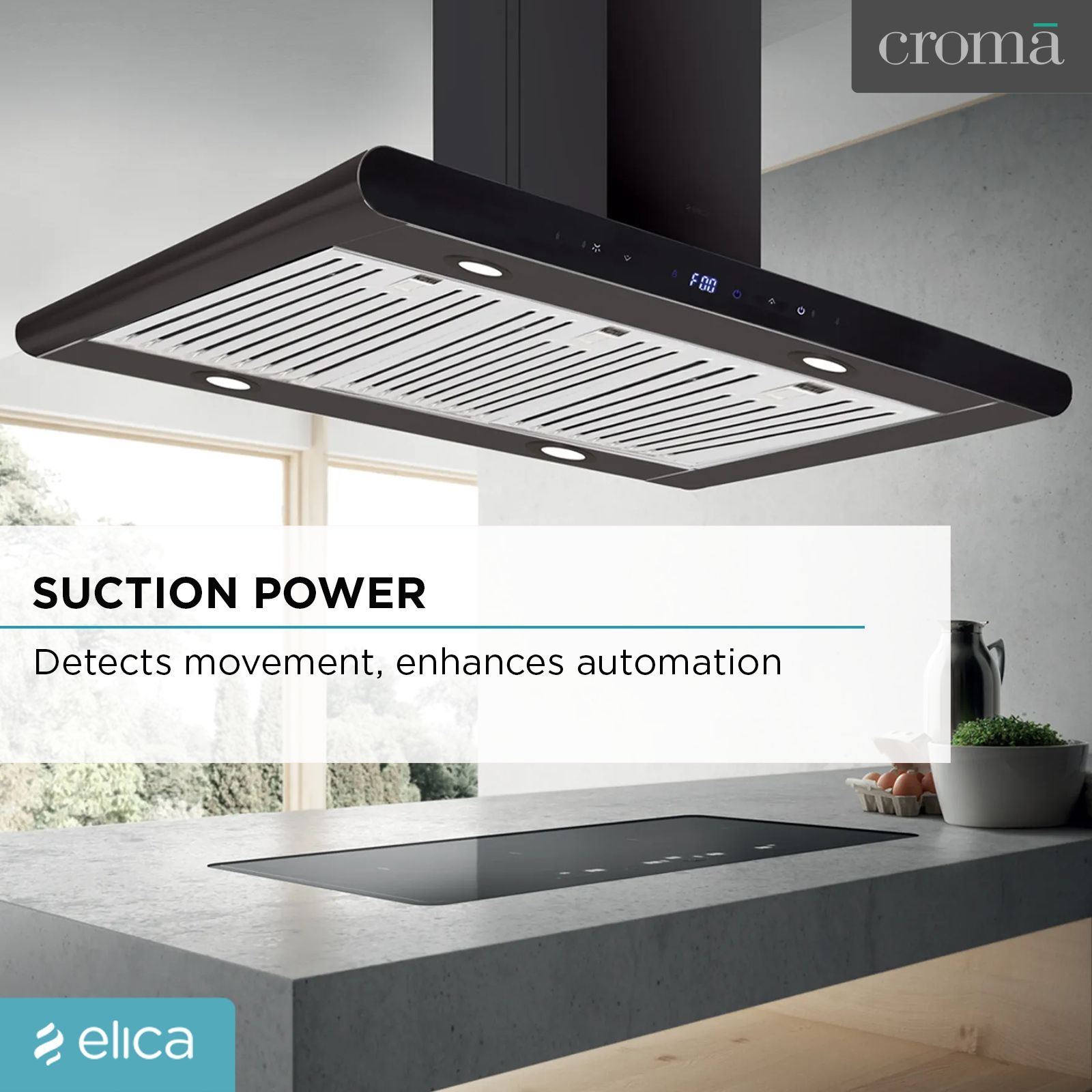 elica ISMART GALAXY BF LTW 90 NERO 90cm Ducted Wall Mounted Chimney with Touch Control Panel (Black)_6