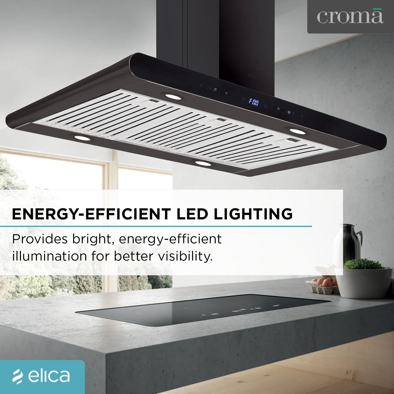 elica ISMART GALAXY BF LTW 90 NERO 90cm Ducted Wall Mounted Chimney with Touch Control Panel (Black)_7