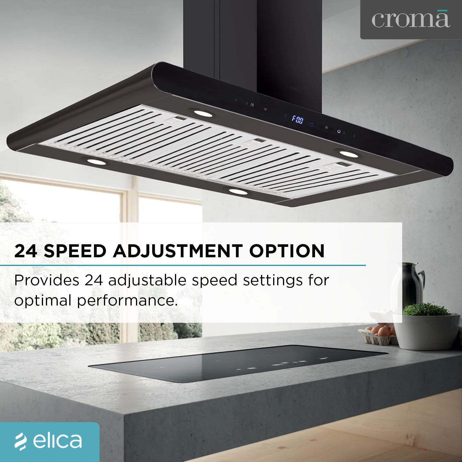 elica ISMART GALAXY BF LTW 90 NERO 90cm Ducted Wall Mounted Chimney with Touch Control Panel (Black)_9