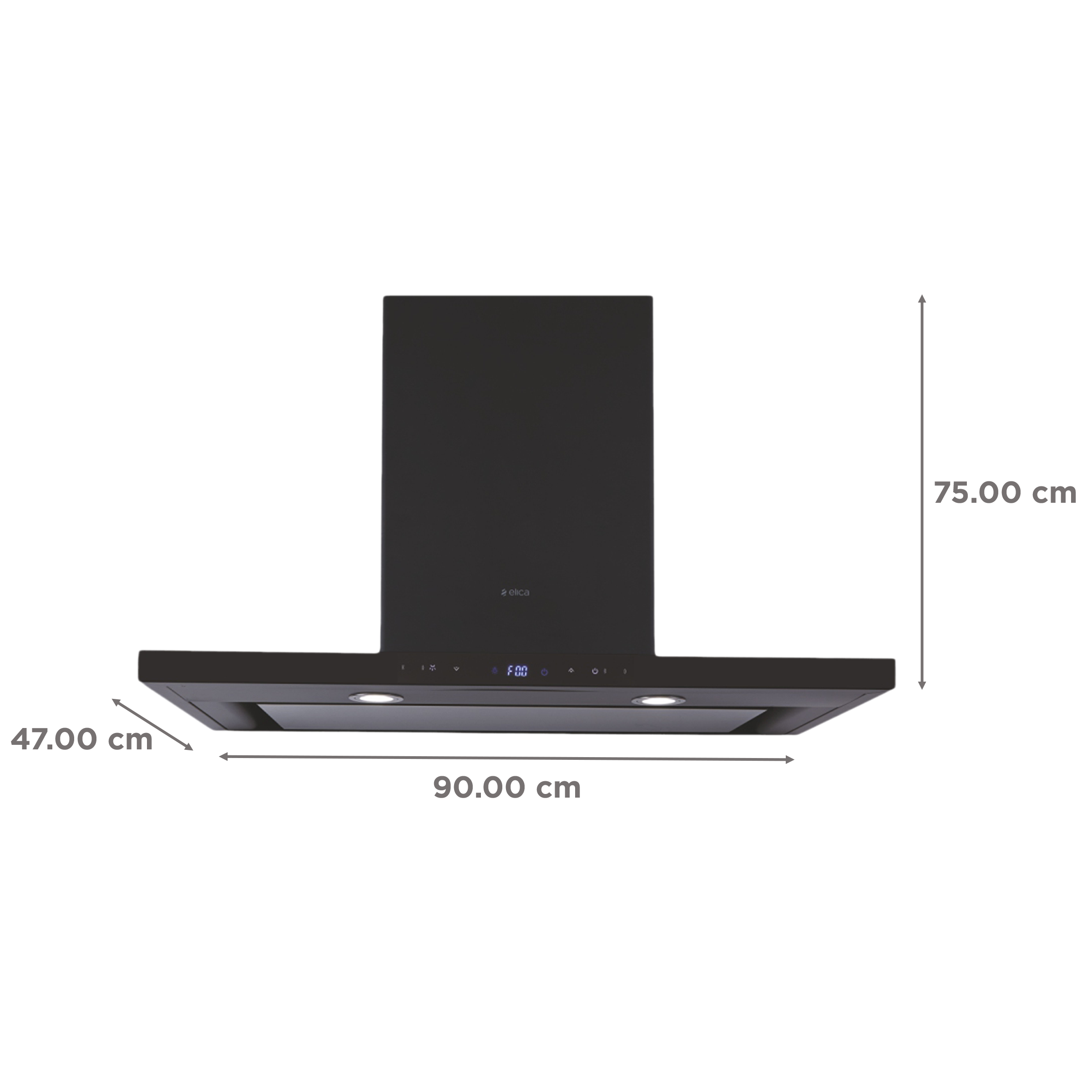 elica ISMART SPOT H4 EDS LTW 90 NERO 90cm Ducted Wall Mounted Chimney with Touch Control Panel (Black)_2