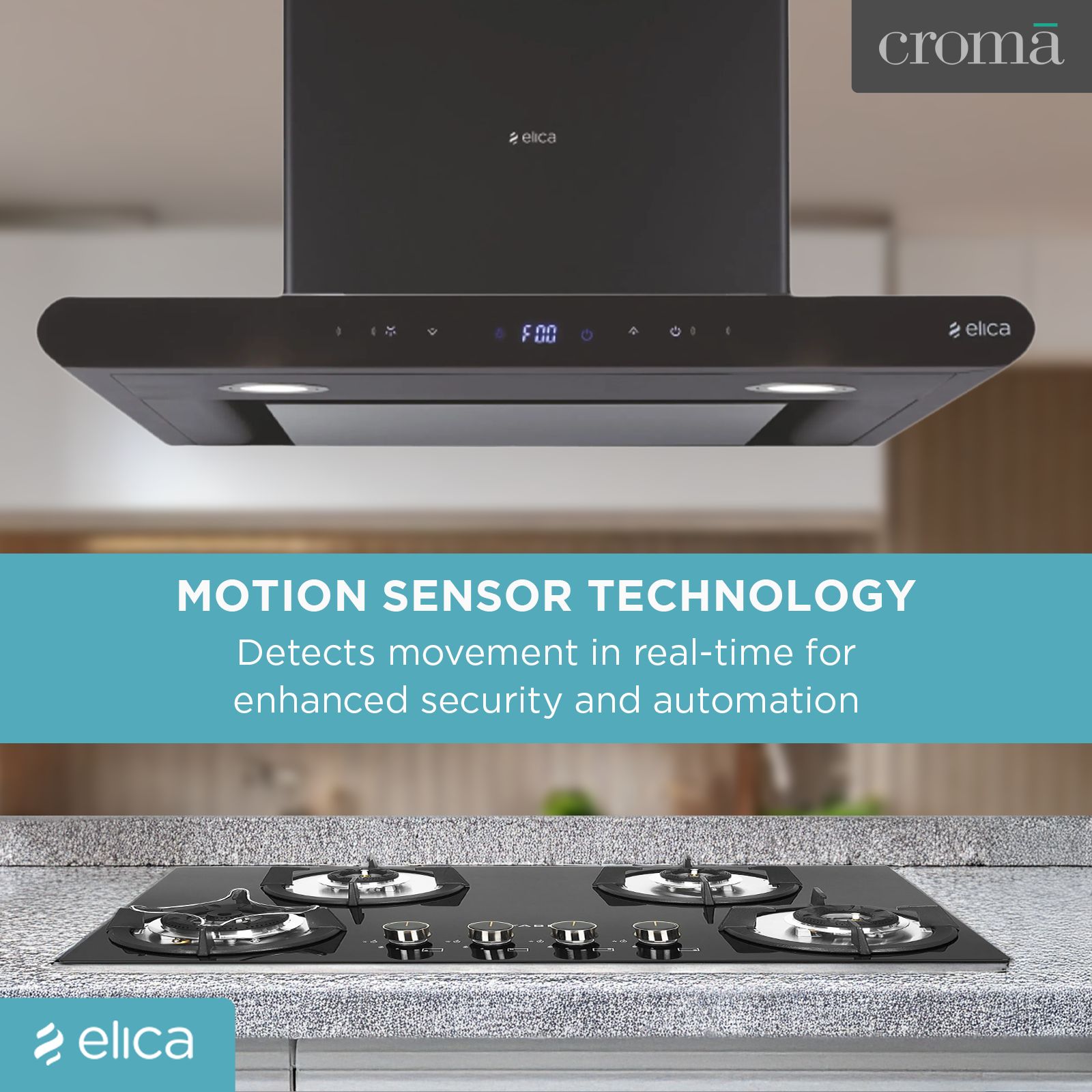 elica ISMART GALAXY EDS LTW 60 NERO 60cm Ducted Wall Mounted Chimney with Motion Sensor (Black)_9