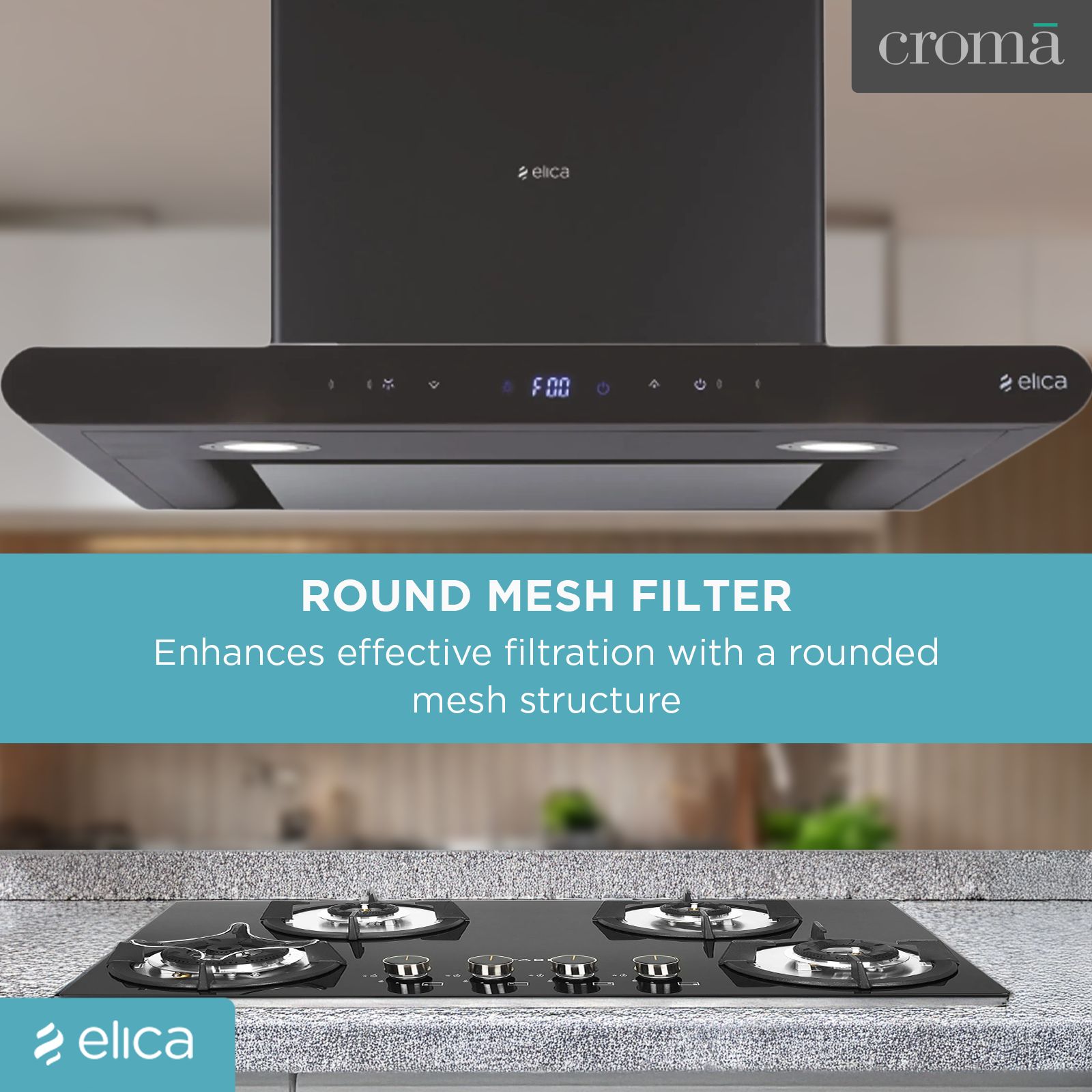 elica ISMART GALAXY EDS LTW 60 NERO 60cm Ducted Wall Mounted Chimney with Motion Sensor (Black)_13