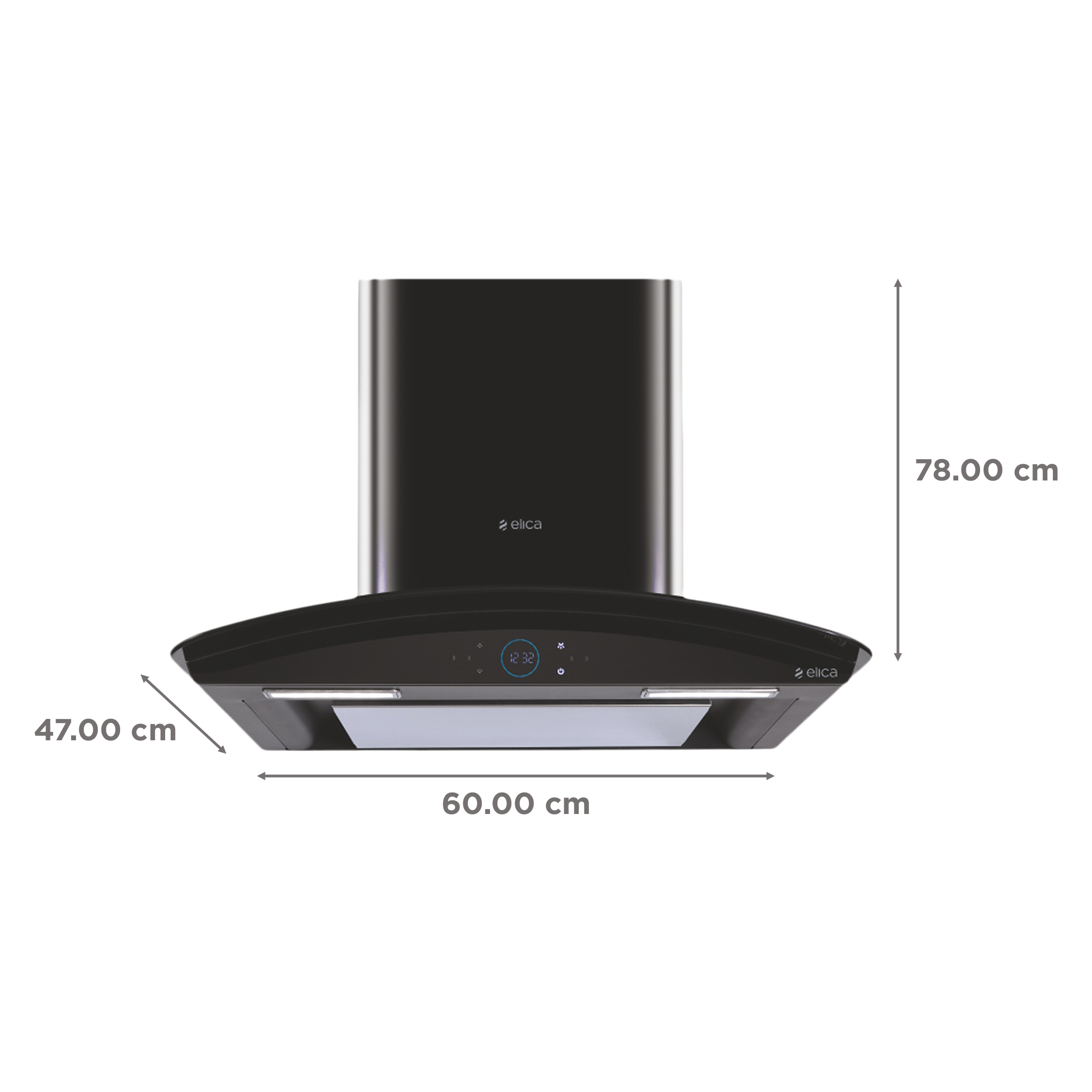 elica ISMART GLACE EDS LTW 60 NERO 60cm Ducted Wall Mounted Chimney with Motion Sensor (Black)_2