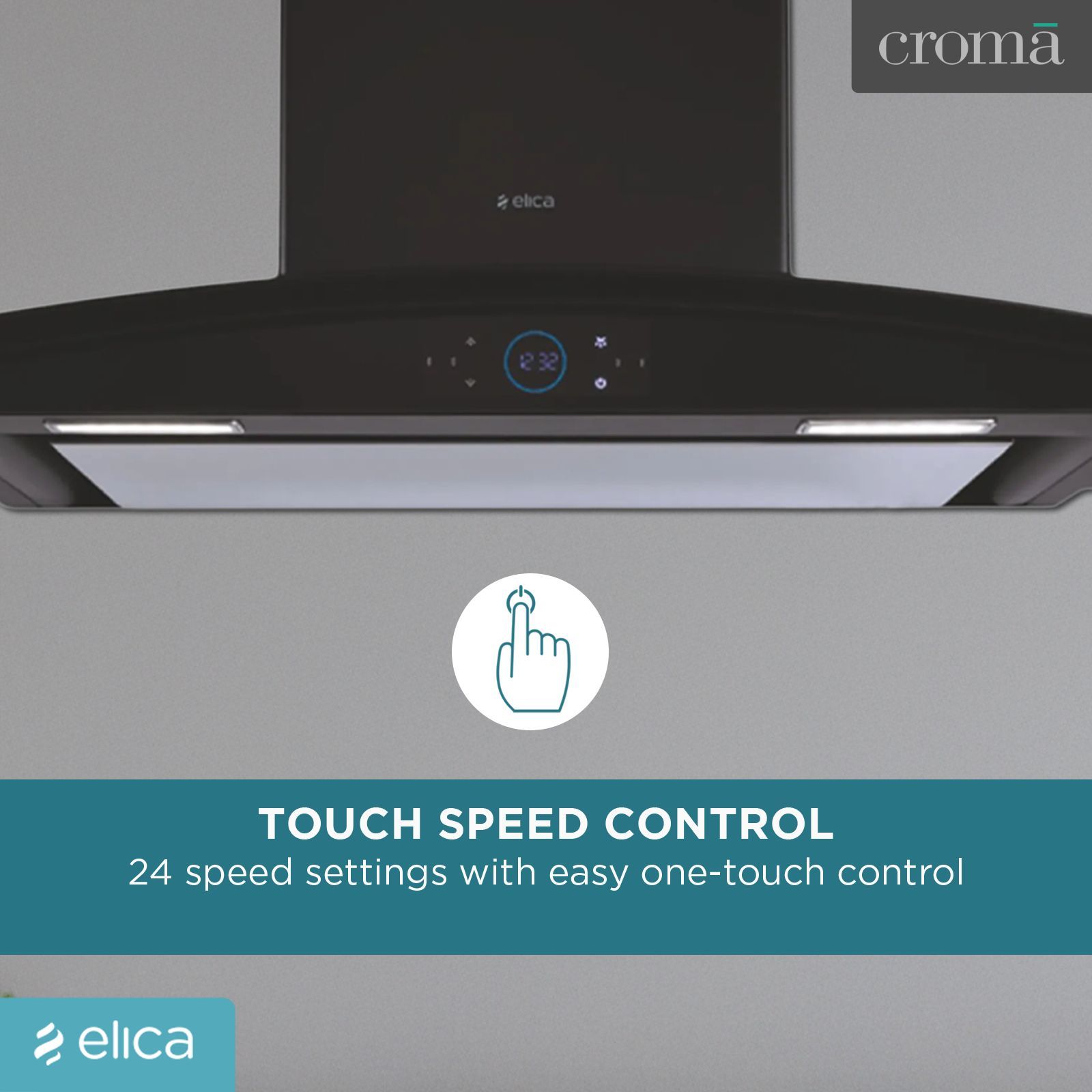 elica ISMART GLACE EDS LTW 90 NERO 90cm Ductless Wall Mounted Chimney with Motion Sensor (Black)_7