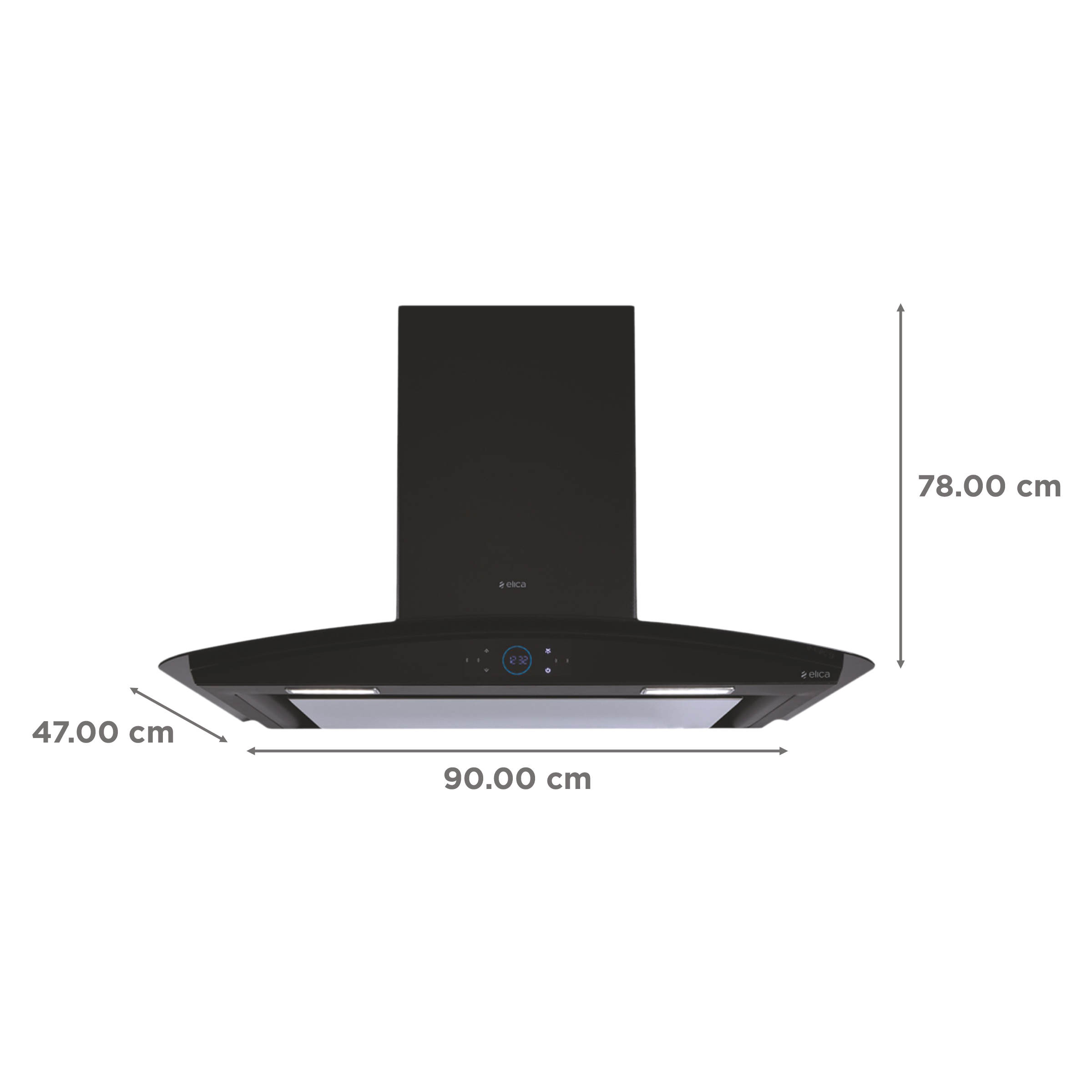 elica ISMART GLACE EDS LTW 90 NERO 90cm Ductless Wall Mounted Chimney with Motion Sensor (Black)_2