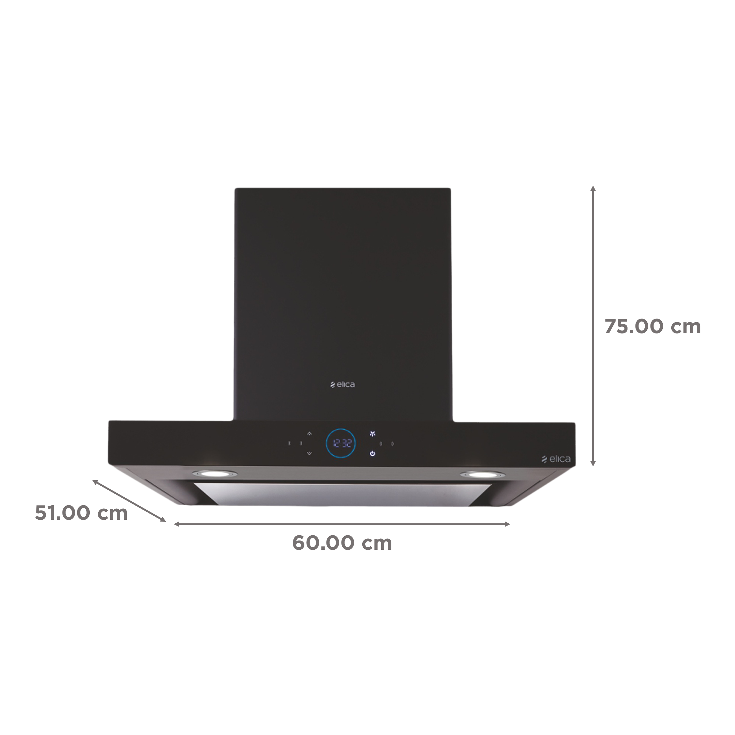 elica ISMART SPOT H6 EDS LTW 60 NERO 60cm Ducted Wall Mounted Chimney with Motion Sensor (Black)_2