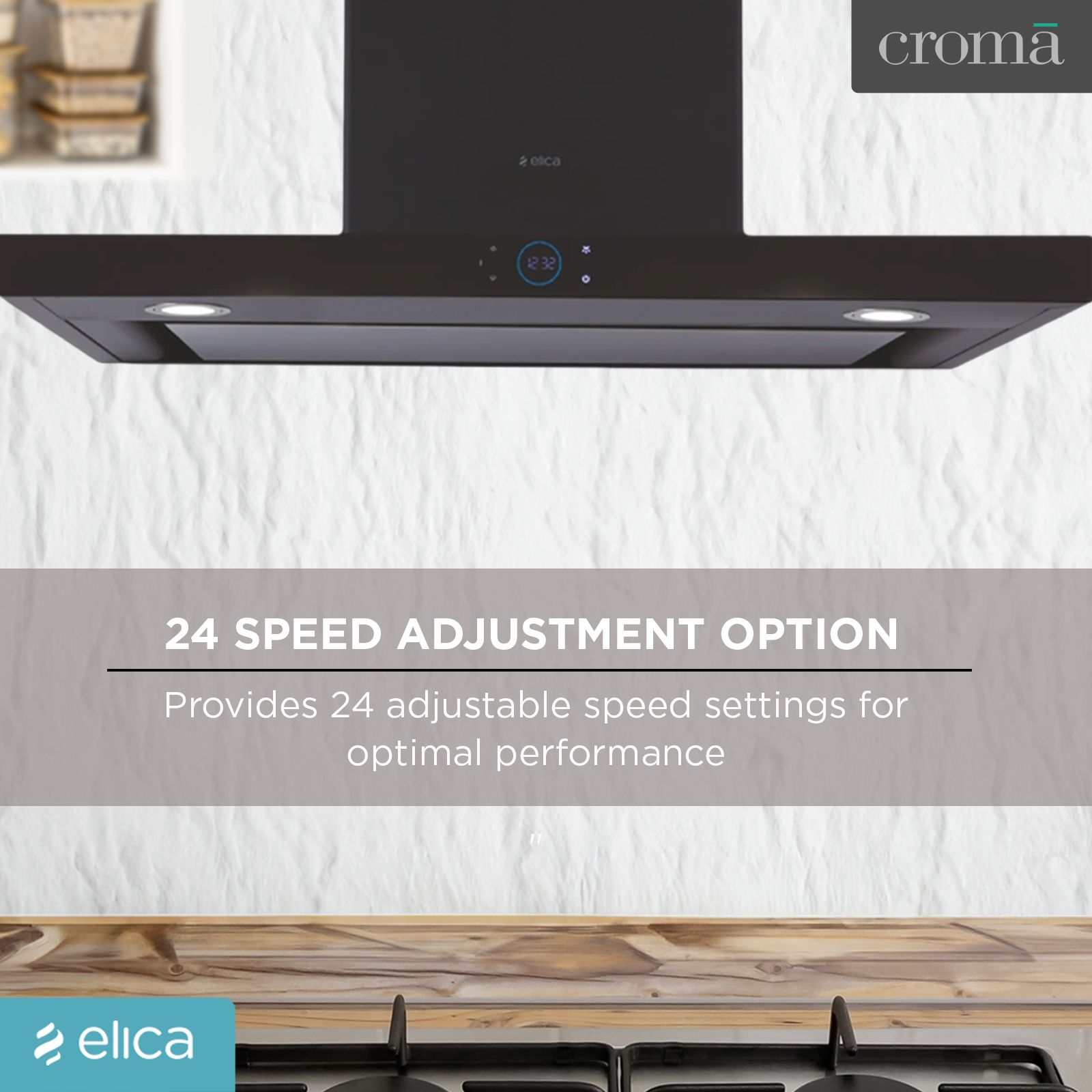 elica ISMART SPOT H6 EDS LTW 90 NERO 90cm Ducted Wall Mounted Chimney with Touch Control Panel (Black)_8