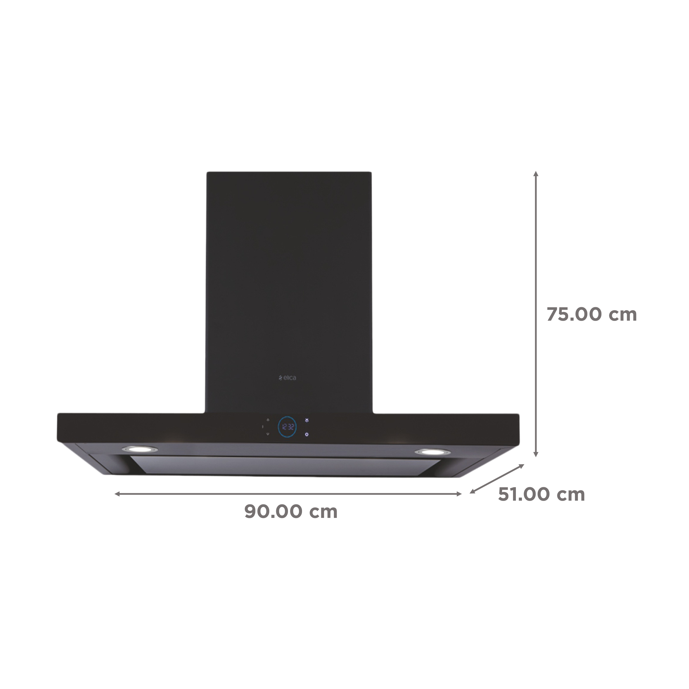 elica ISMART SPOT H6 EDS LTW 90 NERO 90cm Ducted Wall Mounted Chimney with Touch Control Panel (Black)_2