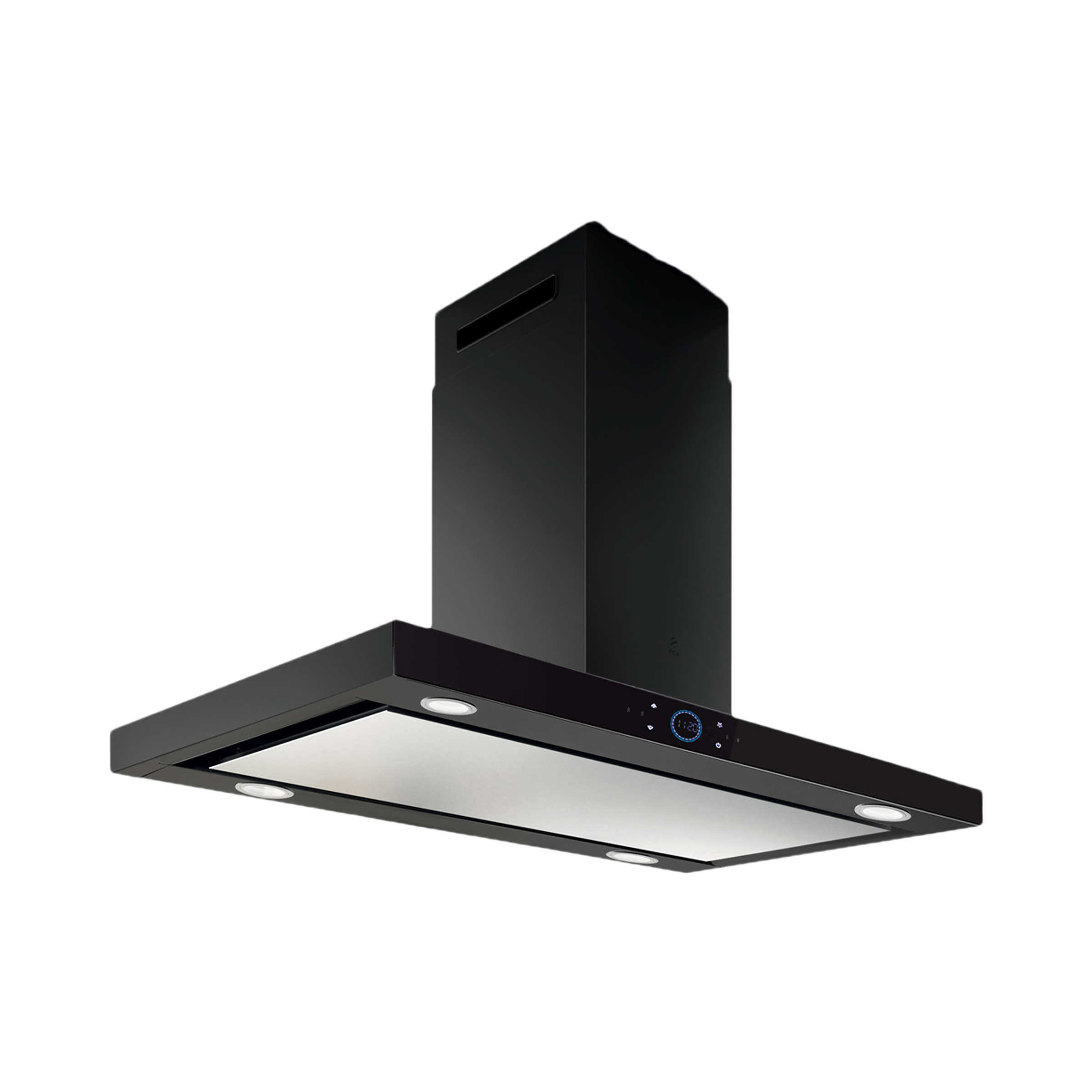 elica ISMART SPOT H6 EDS ISLAND LTW 90 NERO 90cm Ducted Ceiling Mounted Chimney with Touch Control Panel (Black)_1