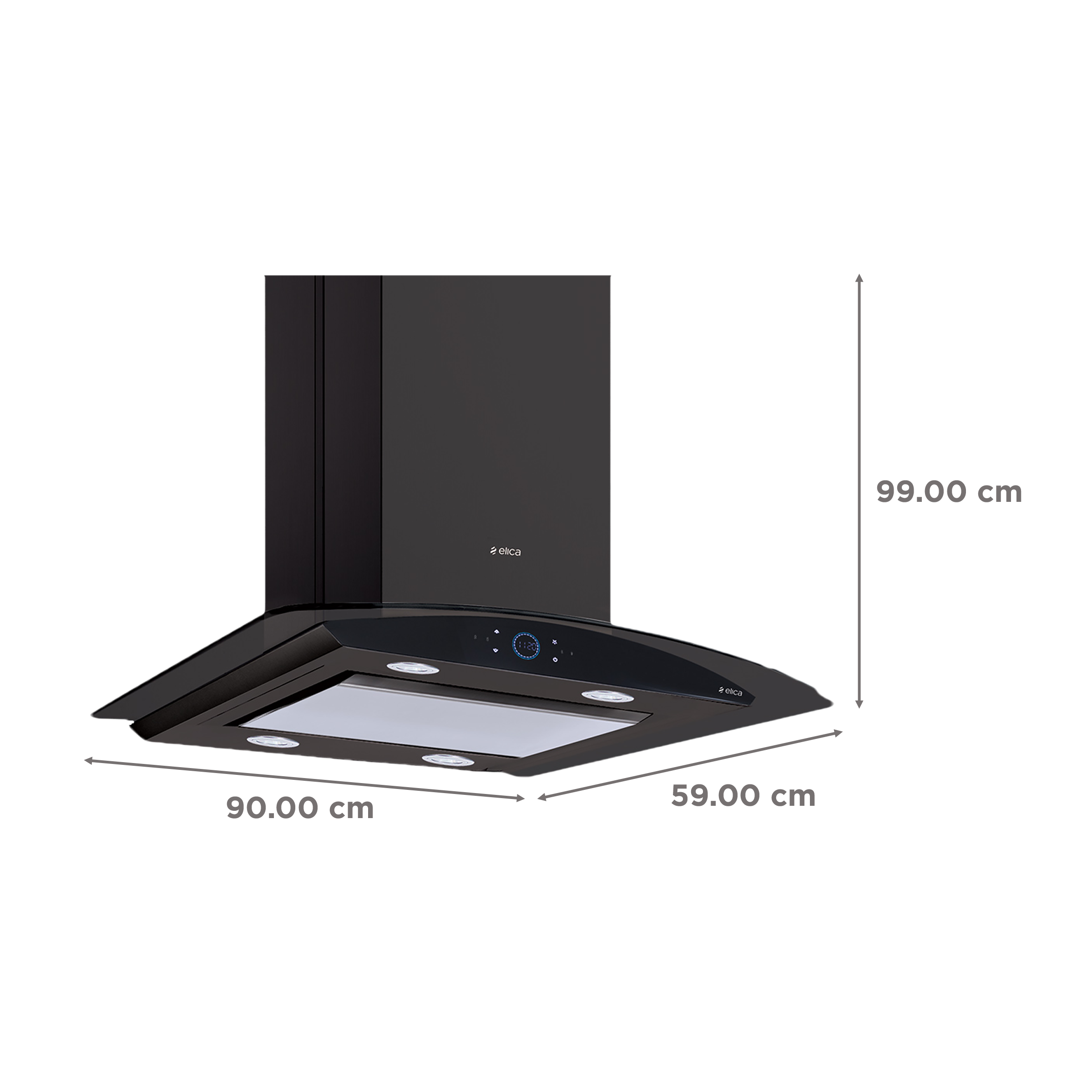 elica ISMART GLACE EDS ISLAND LTW 90 NERO 90cm Ductless Ceiling Mounted Chimney with Motion Sensor (Black)_2