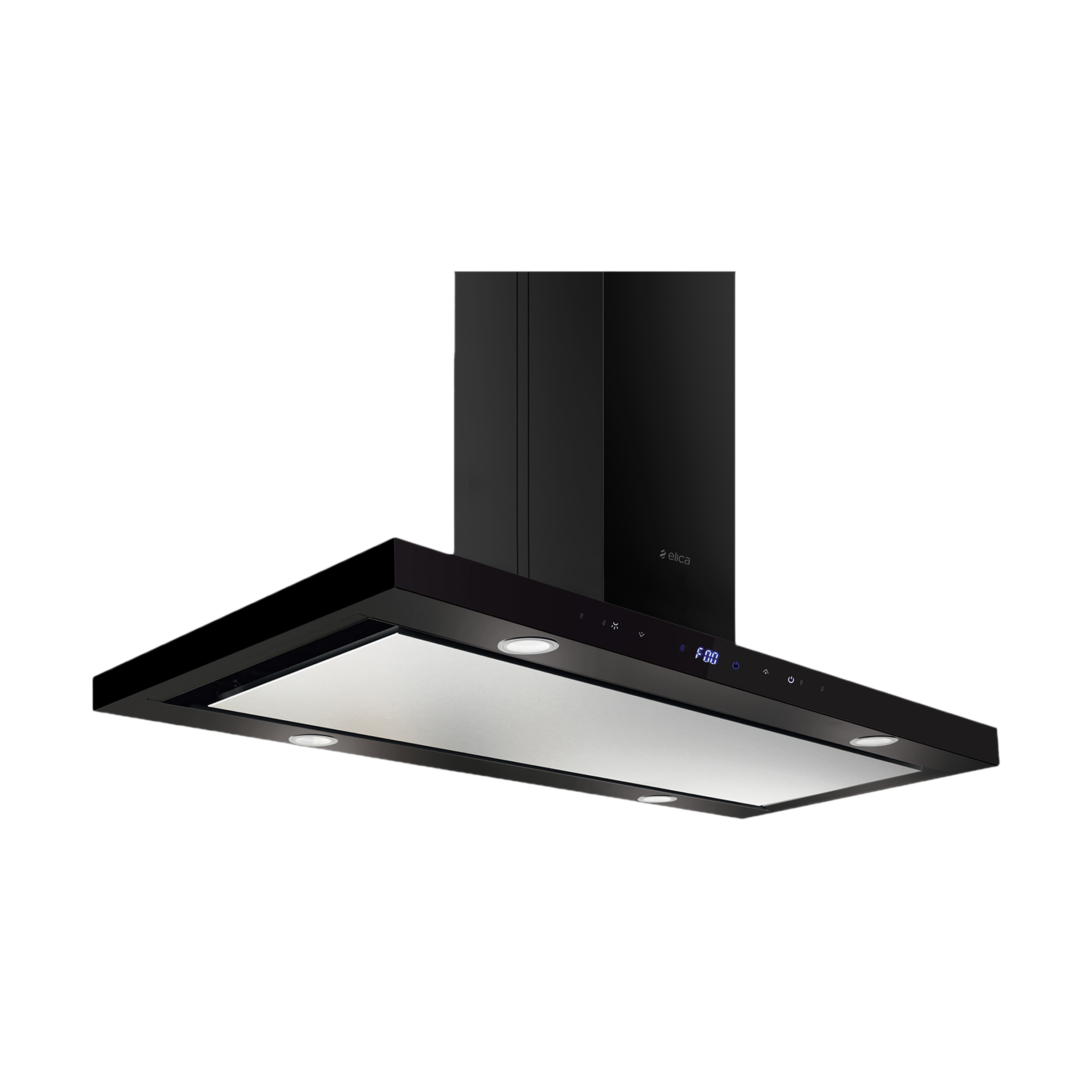 elica ISMART SPOT H4 EDS ISLAND LTW 90 NERO 90cm Ducted Ceiling Mounted Chimney with Touch Control Panel (Black)_1