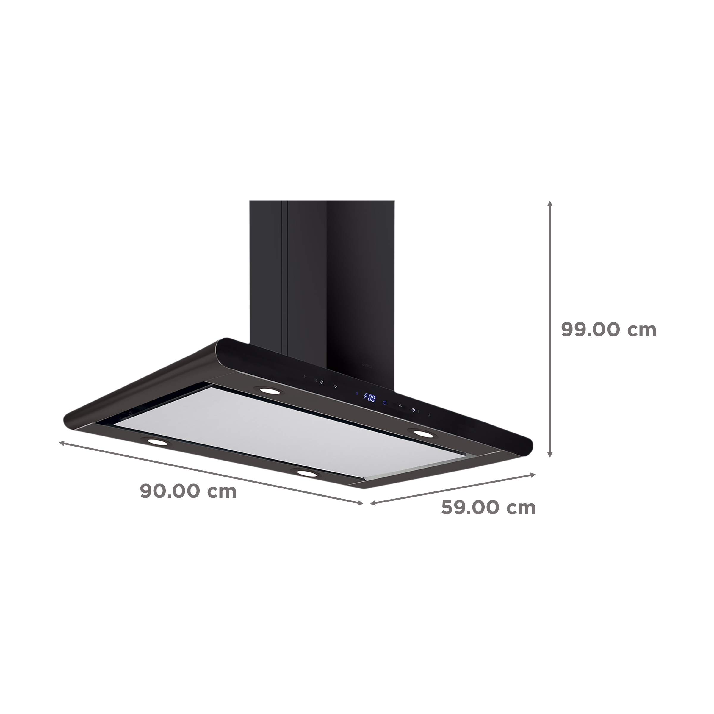 elica ISMART GALAXY EDS ISLAND LTW 90 NERO 90cm Ductless Ceiling Mounted Chimney with Motion Sensor (Black)_2