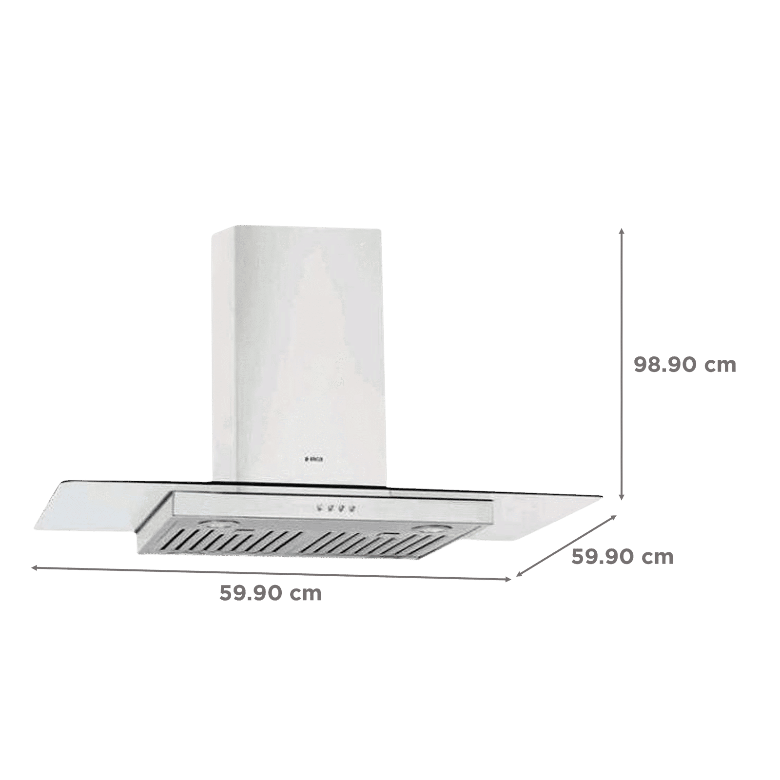 elica FLAT GLASS ISLAND ETB PLUS LTW 60 60cm 1220m3/hr Ducted Ceiling Mounted Chimney (Stainless Steel)_2