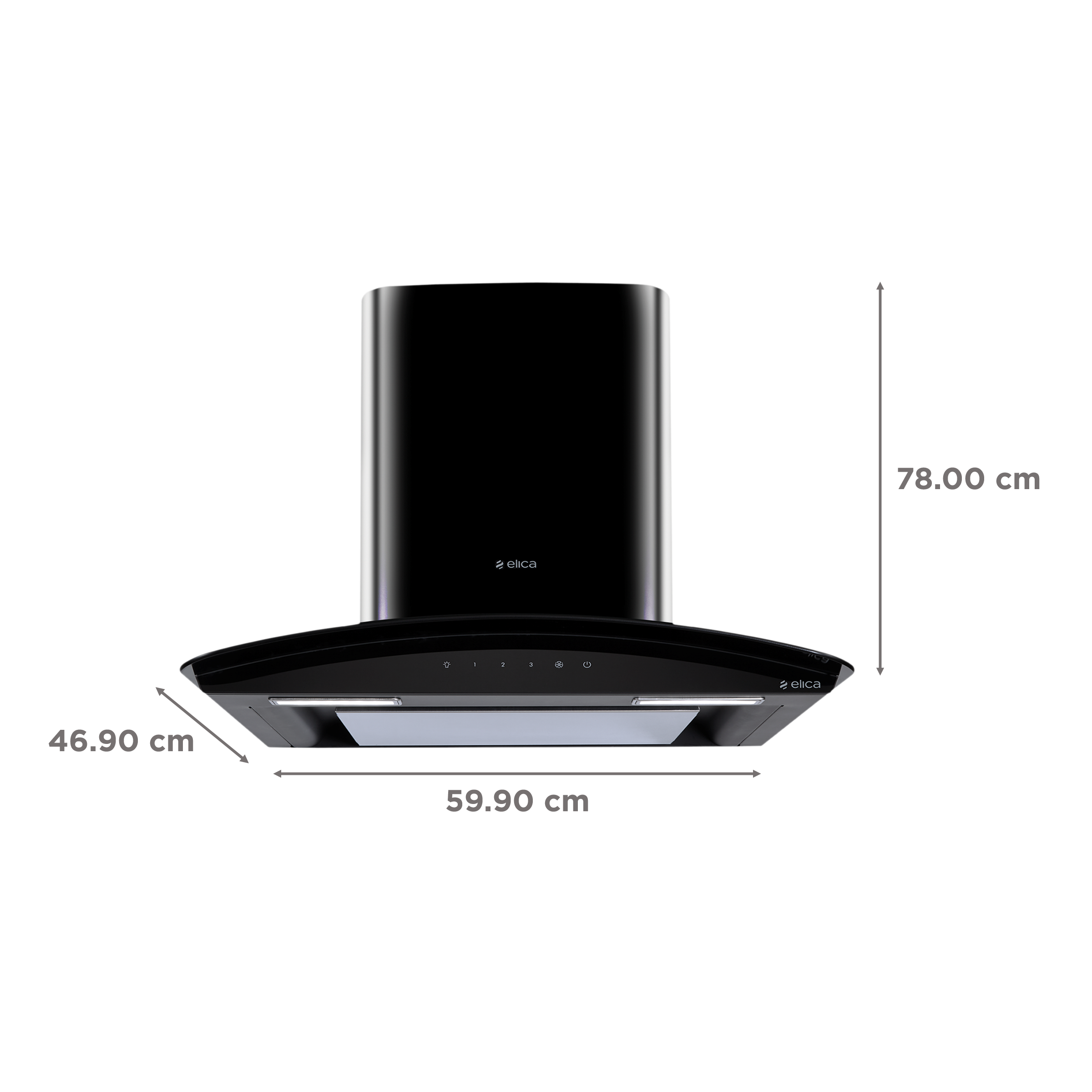 elica GLACE EDS PLUS HE LTW 60 BK T4V LE 60cm 1220m3/hr Ducted Wall Mounted Chimney with EDS Technology (Black)_2