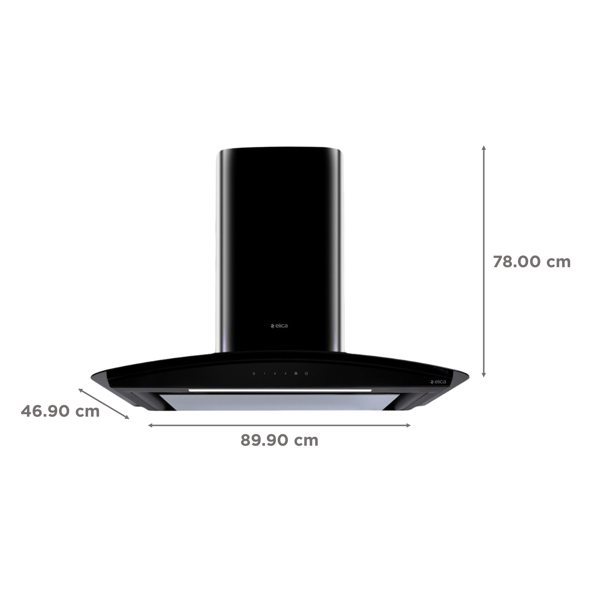 elica GLACE EDS PLUS HE LTW 90 BK T4V LED 90cm 1220m3/hr Ducted Wall Mounted Chimney with Touch Control Panel (Black)_2