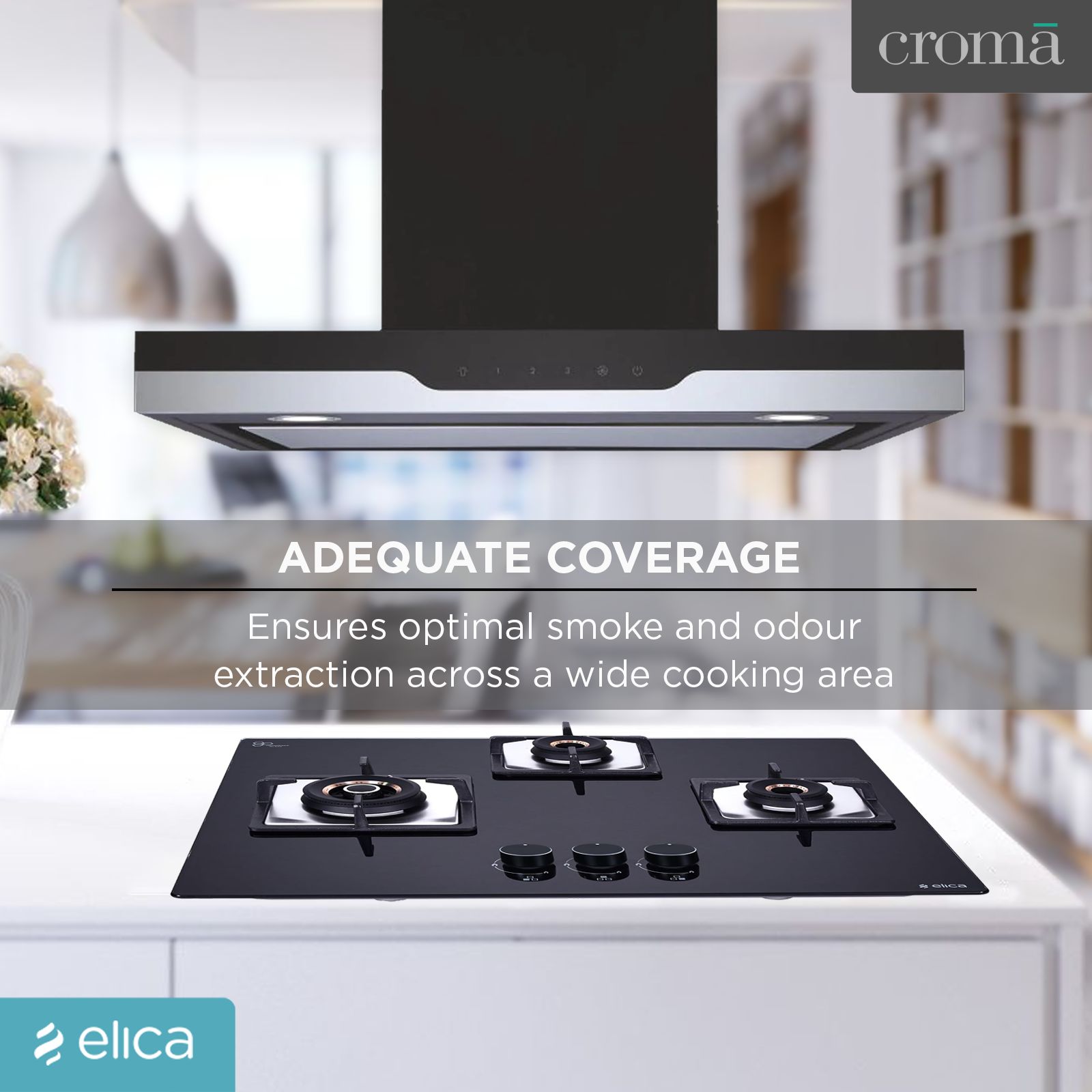 elica METEORITE EDS PLUS HE LTW 90 NERO 90cm 1220m3/hr Ducted Wall Mounted Chimney with User Friendly Operation (Black/Grey)_6