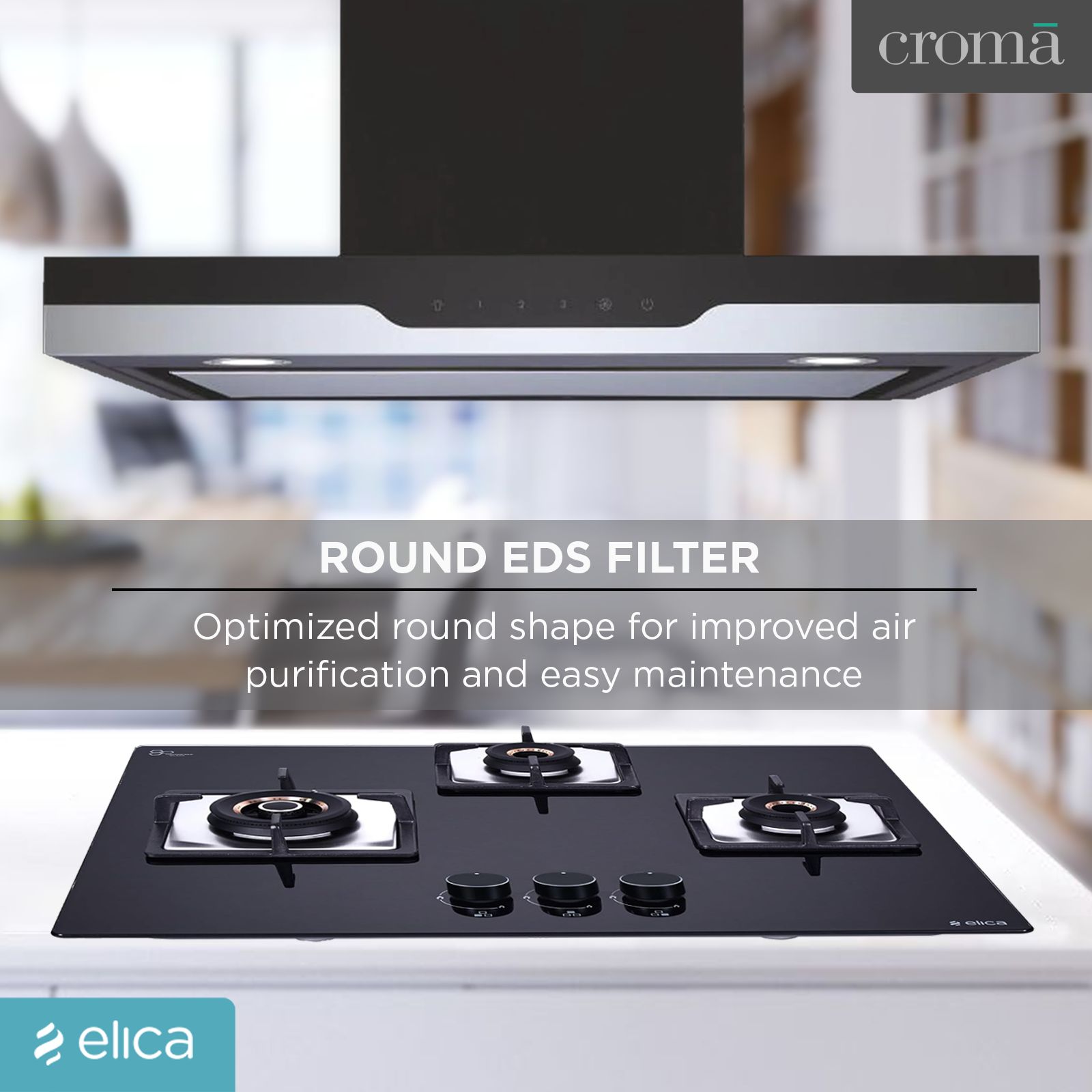 elica METEORITE EDS PLUS HE LTW 90 NERO 90cm 1220m3/hr Ducted Wall Mounted Chimney with User Friendly Operation (Black/Grey)_8