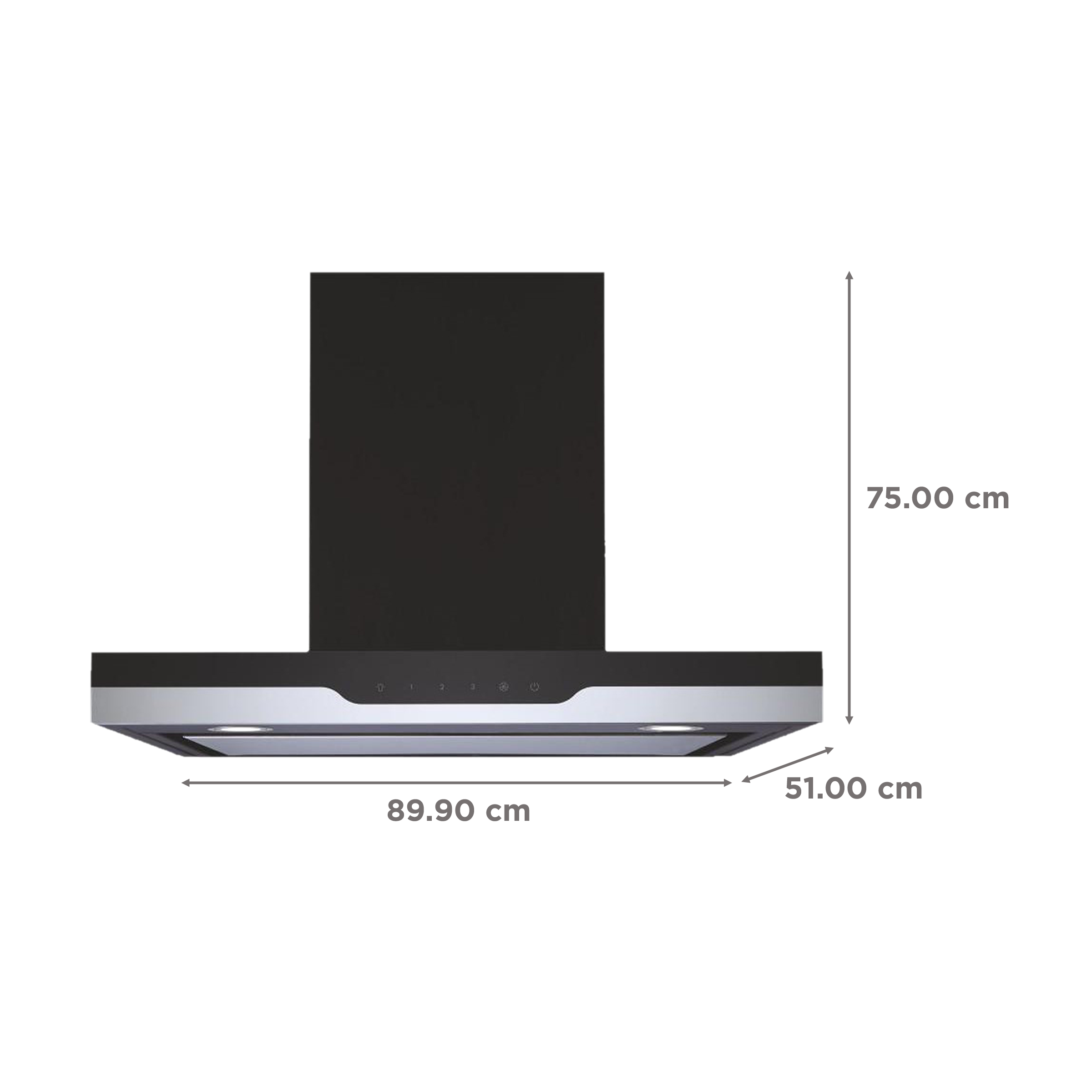 elica METEORITE EDS PLUS HE LTW 90 NERO 90cm 1220m3/hr Ducted Wall Mounted Chimney with User Friendly Operation (Black/Grey)_2