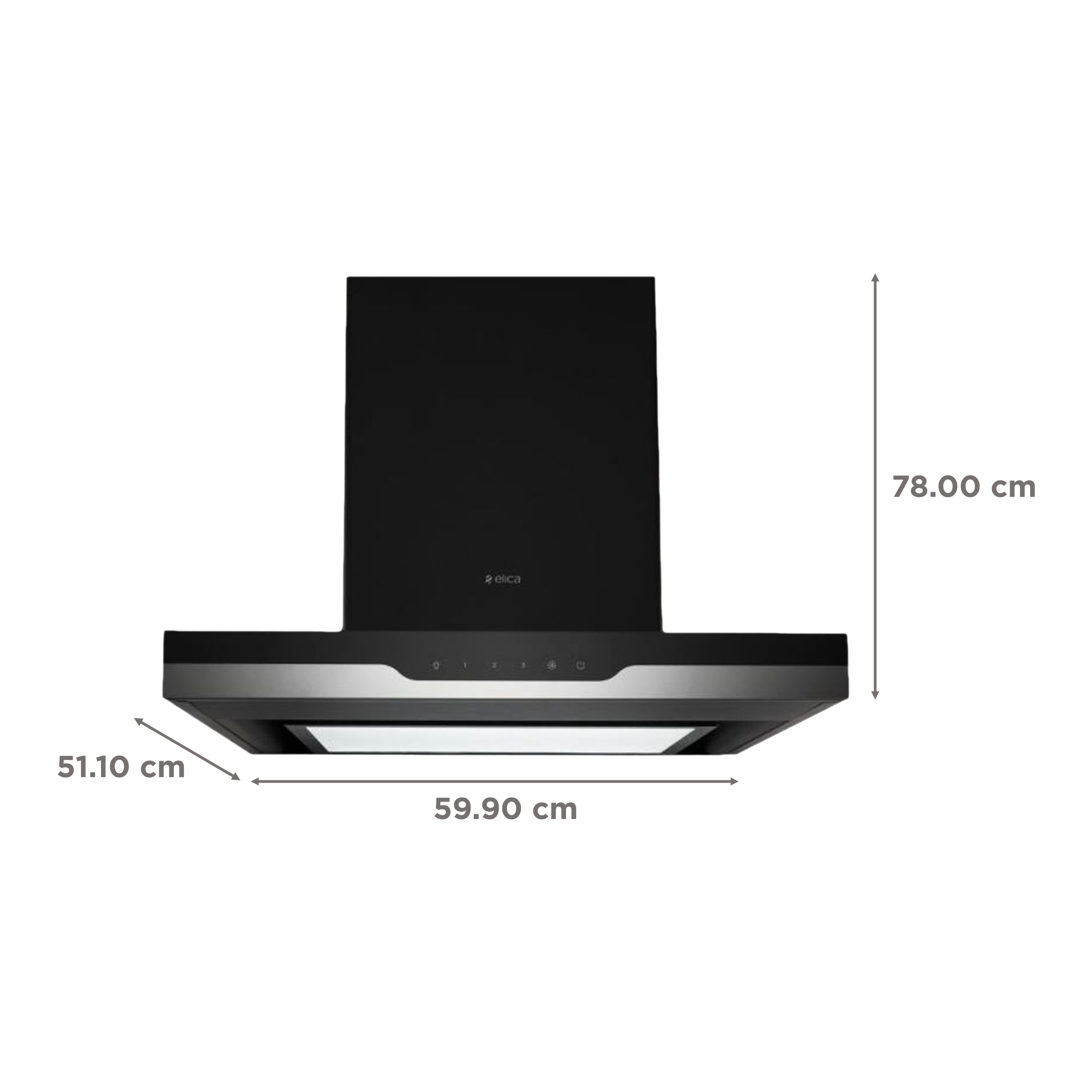 elica METEORITE EDS PLUS HE LTW 60 NERO 60cm 1220m3/hr Ducted Wall Mounted Chimney with EDS Technology (Black)_2