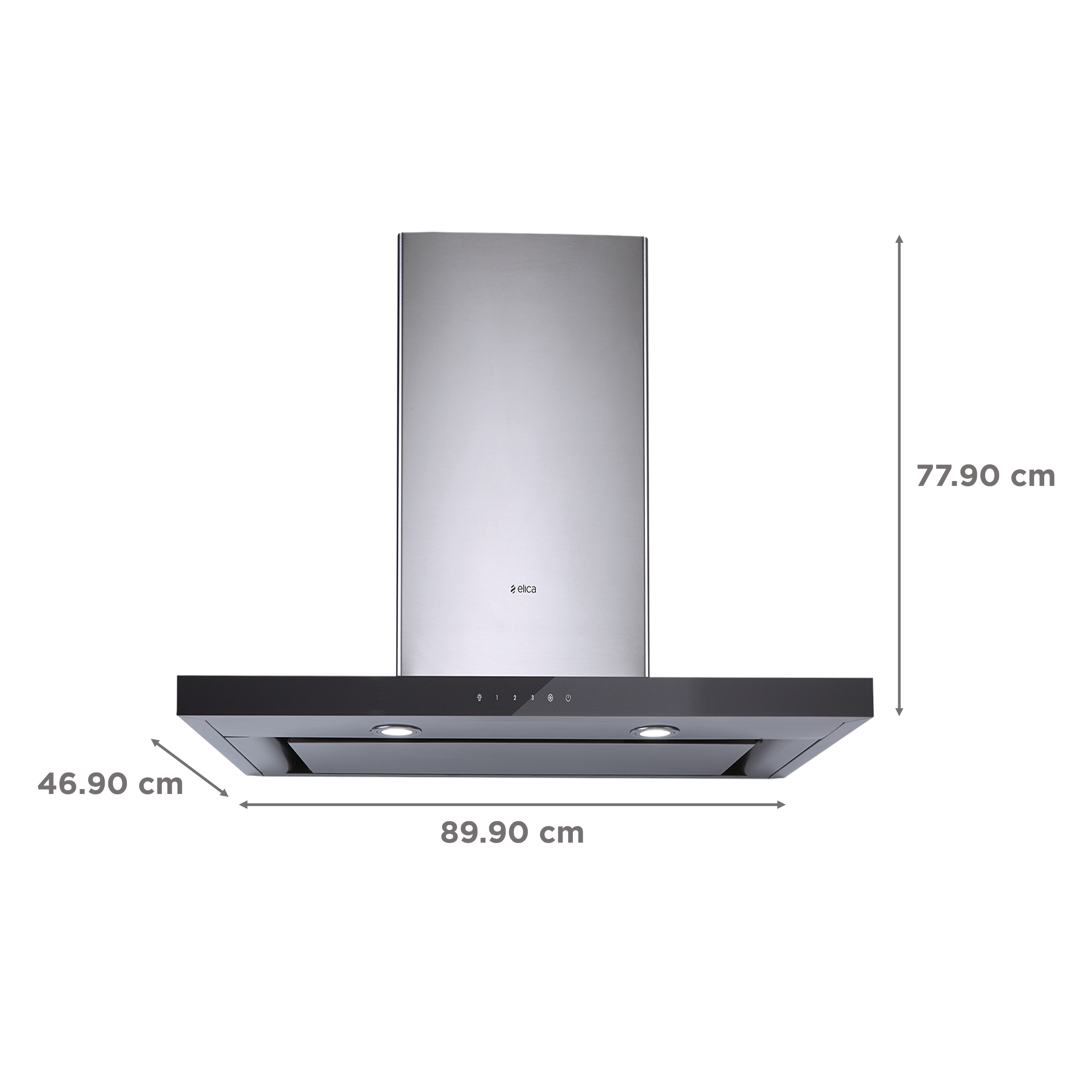elica SPOT H4 EDS PLUS HE LTW 90 T4V LED 90cm 1220m3/hr Ducted Wall Mounted Chimney with Push Button Control (Black)_2