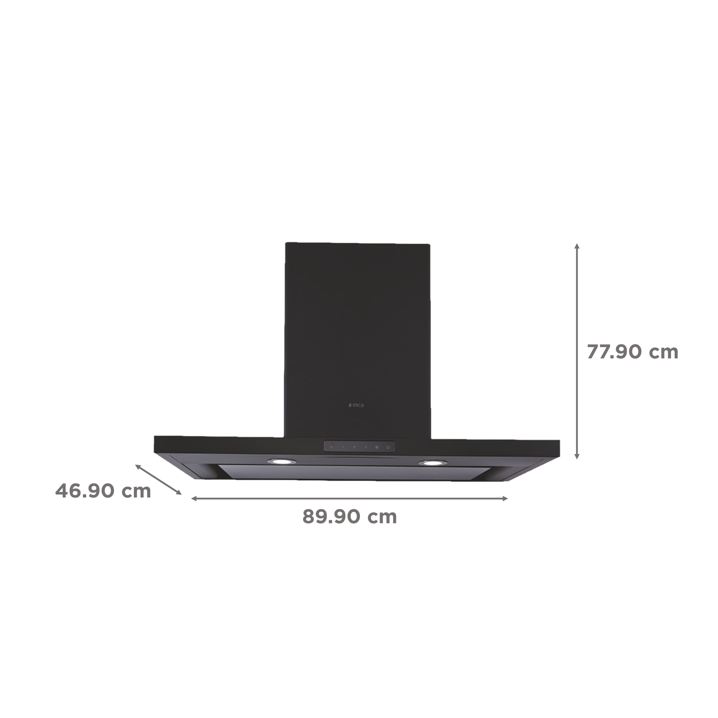elica SPOT H4 TRIM EDS PLUS HE LTW 90 NE 90cm 1220m3/hr Ducted Wall Mounted Chimney with Low Noise (Black)_2